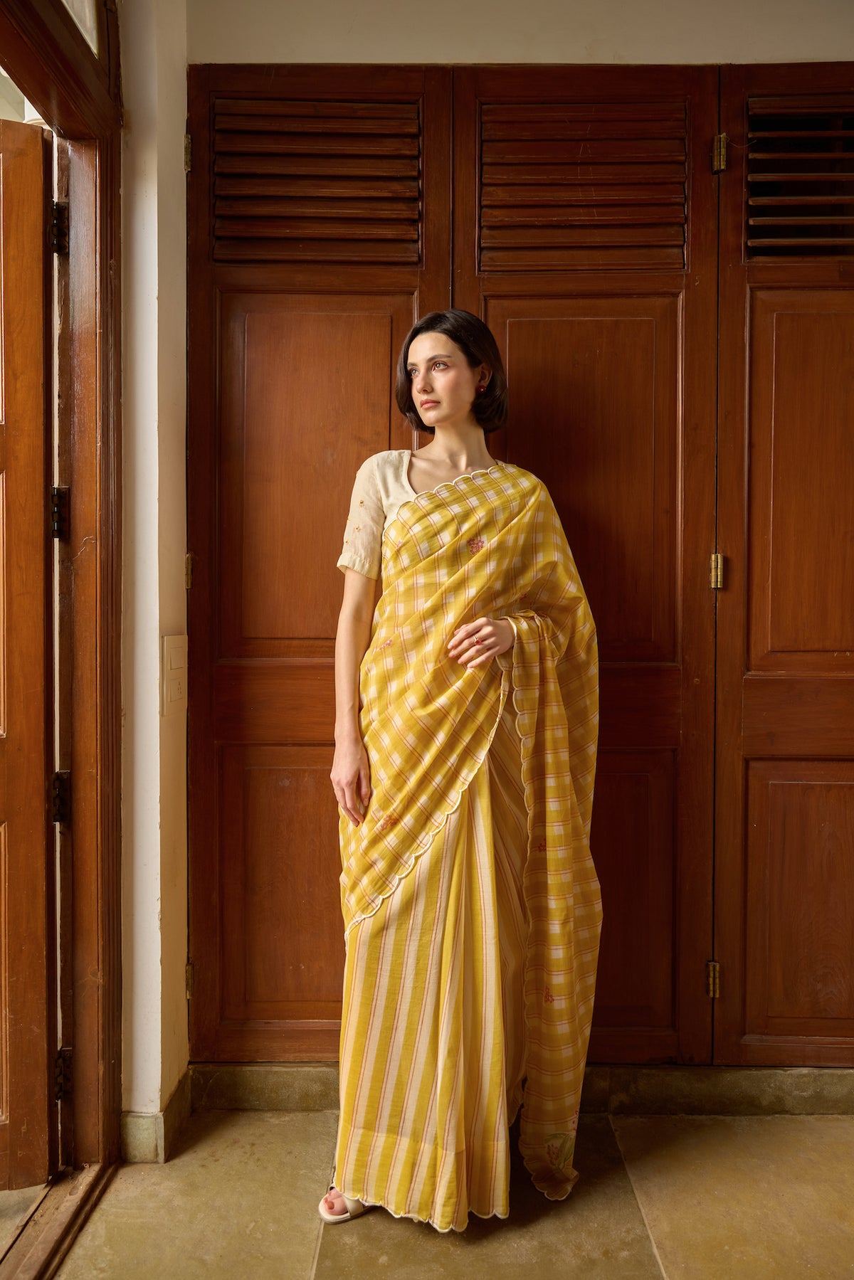 WILD AMBER SAREE WITH UNSTITCHED BLOUSE