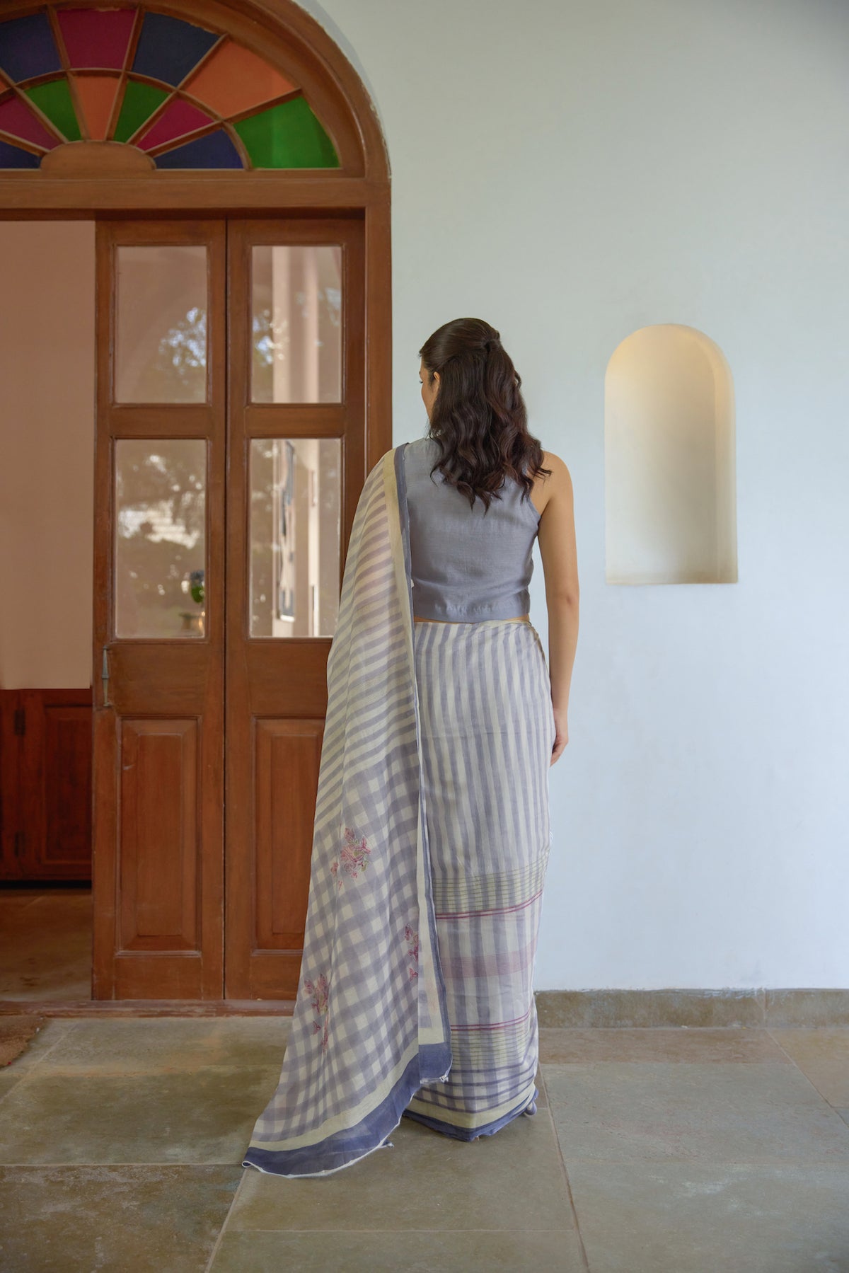MOONLIT BLOOM SAREE WITH STITCHED BLOUSE