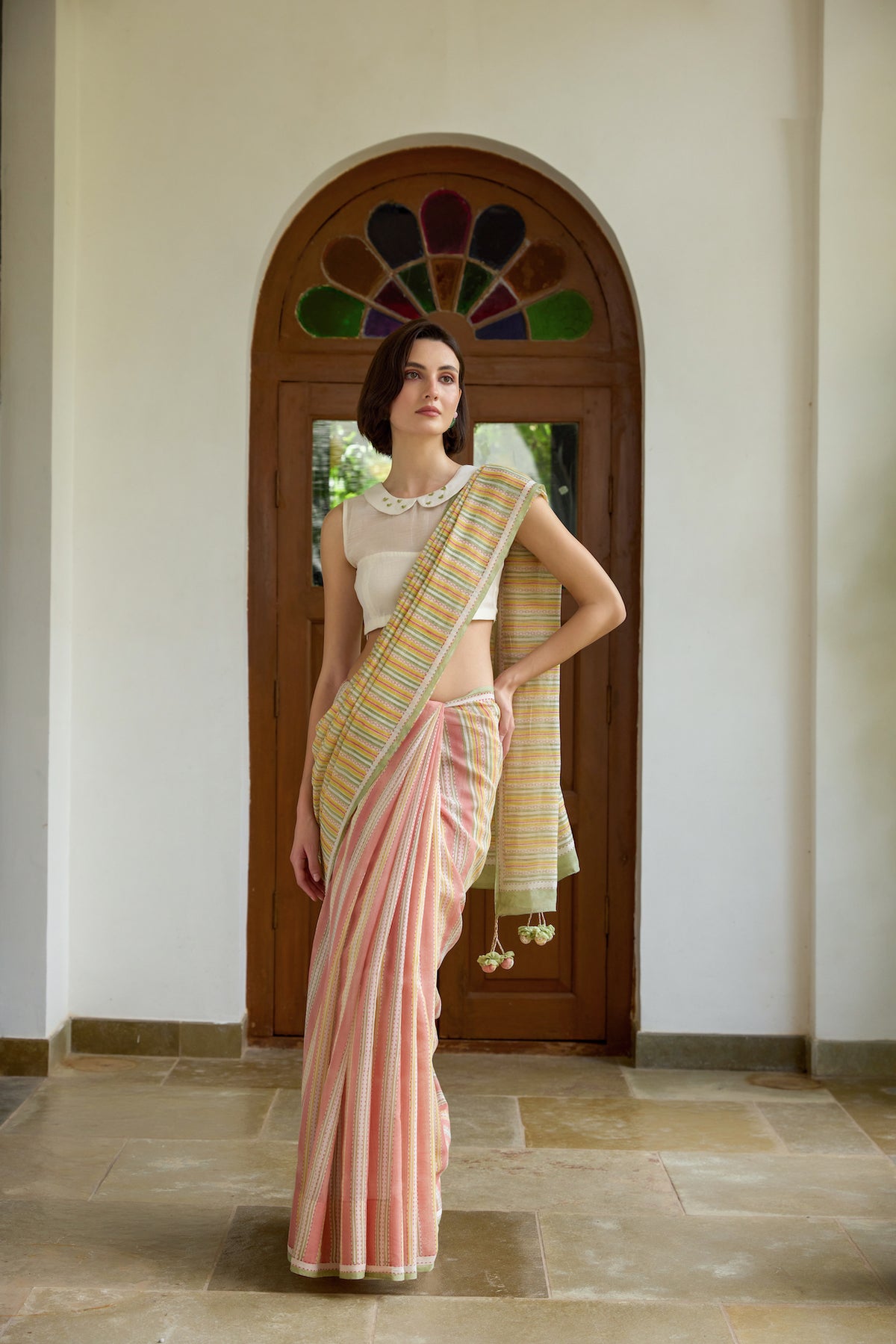 SUNSET LINES SAREE WITH UNSTITCHED BLOUSE