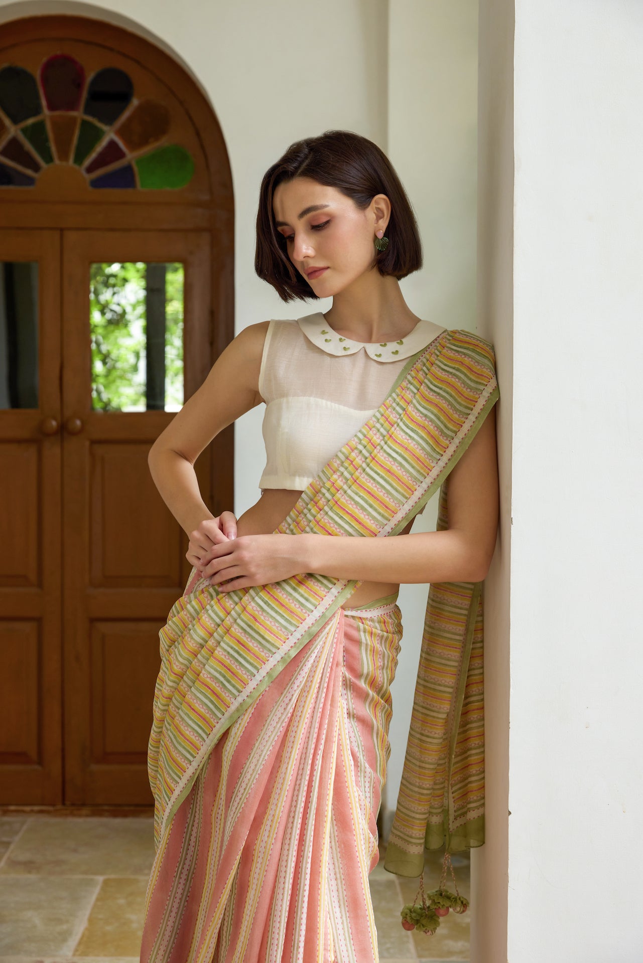 SUNSET LINES SAREE WITH UNSTITCHED BLOUSE