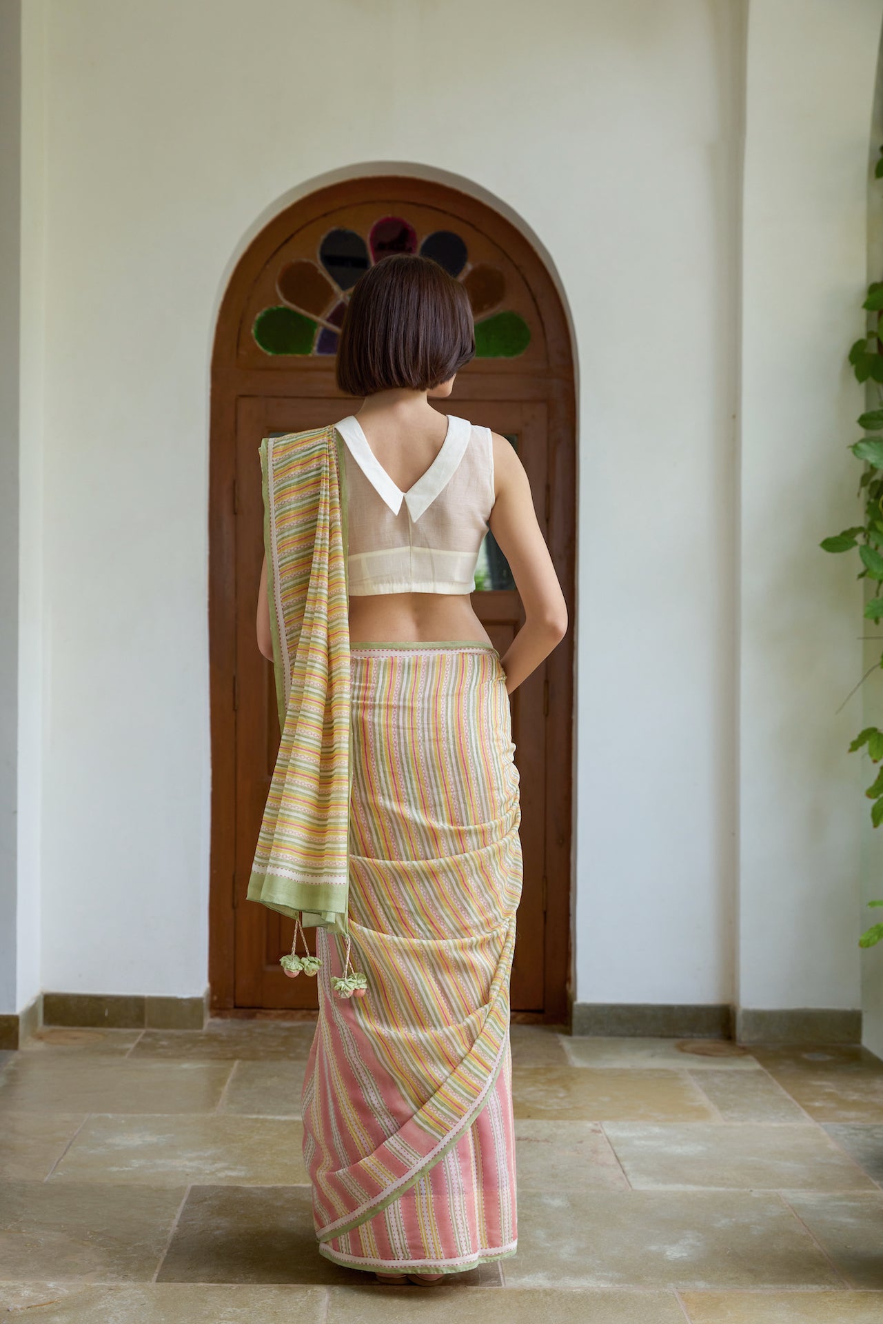 SUNSET LINES SAREE WITH STITCHED BLOUSE