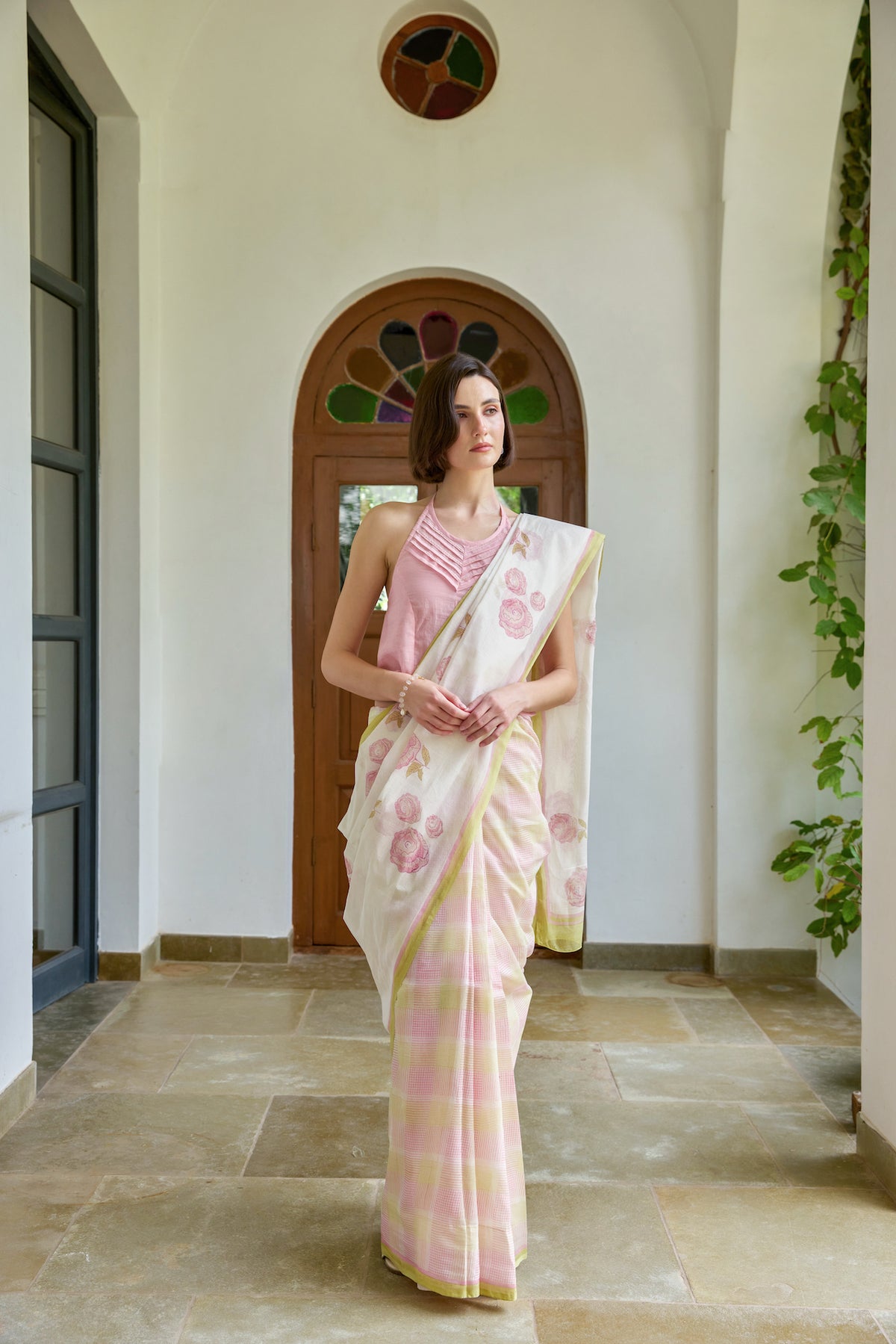 THE ROSY HUSH SAREE WITH UNSTITCHED BLOUSE