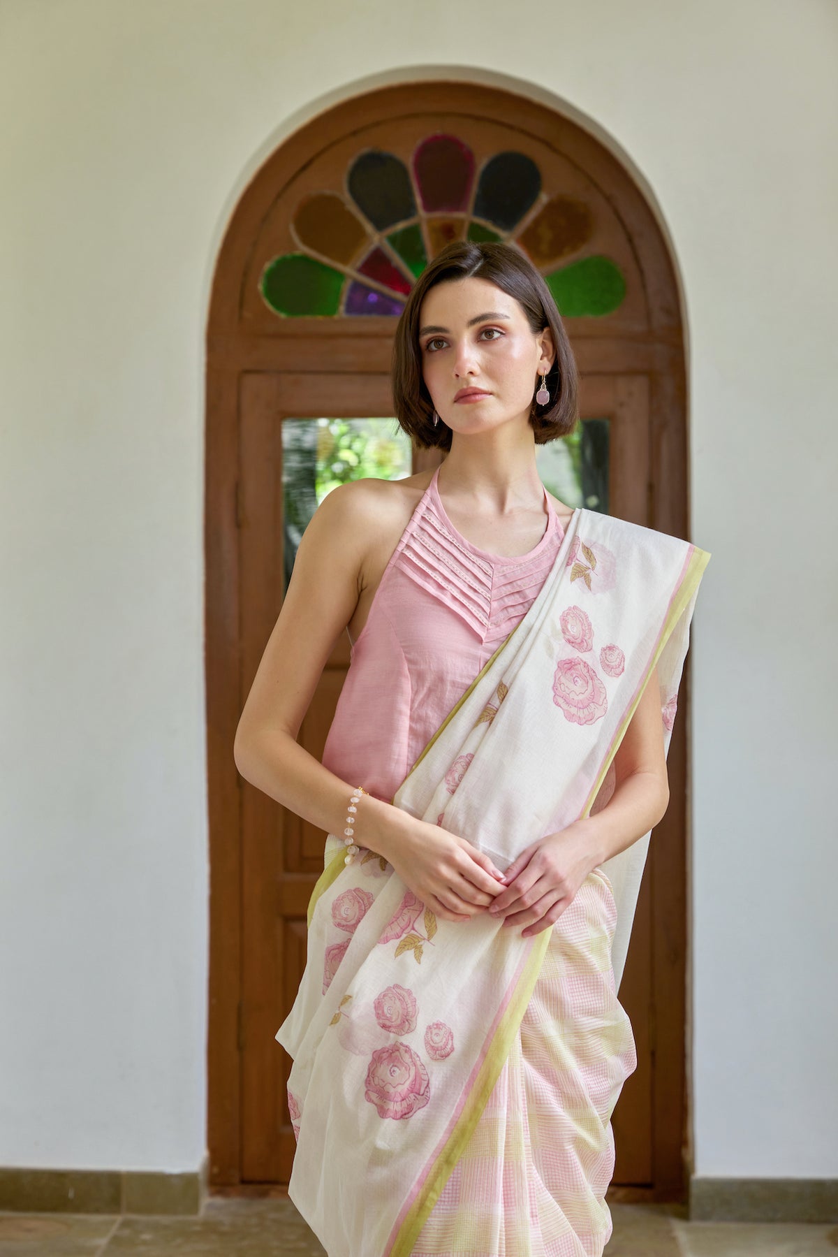 THE ROSY HUSH SAREE WITH STITCHED BLOUSE
