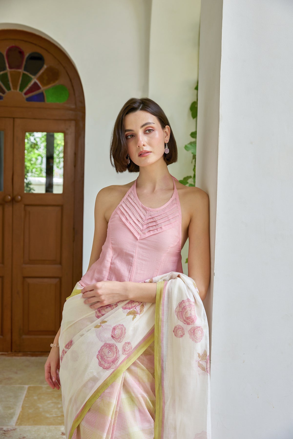 THE ROSY HUSH SAREE WITH UNSTITCHED BLOUSE