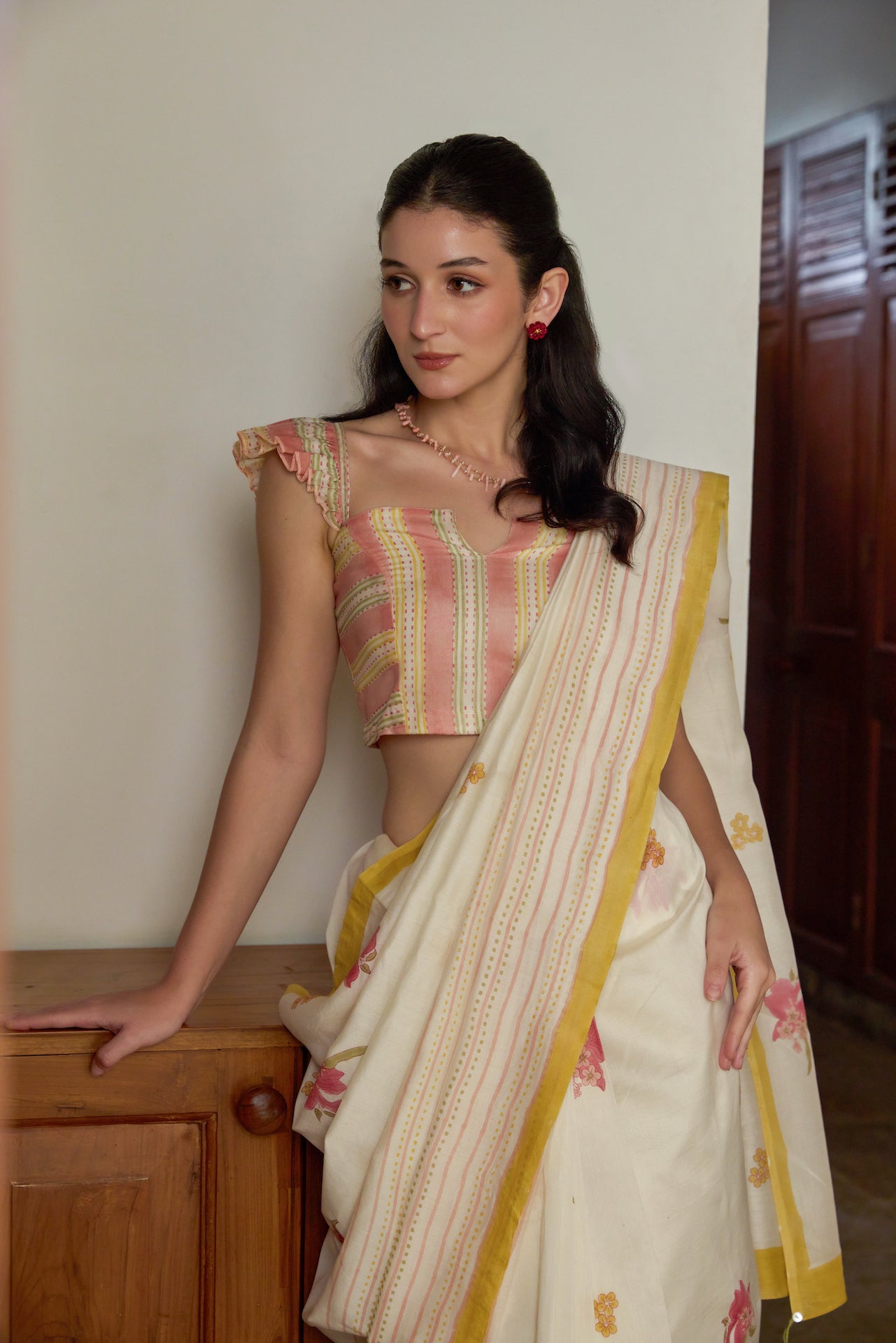THE FLORAL FLING SAREE WITH STITCHED BLOUSE