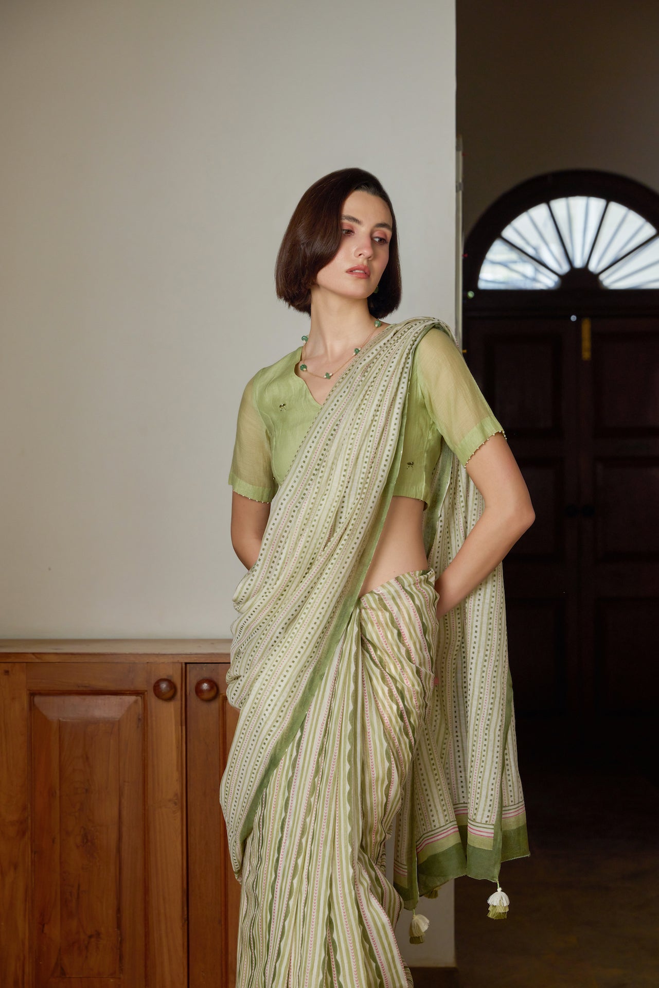 MOSS GARDEN SAREE WITH UNSTITCHED BLOUSE