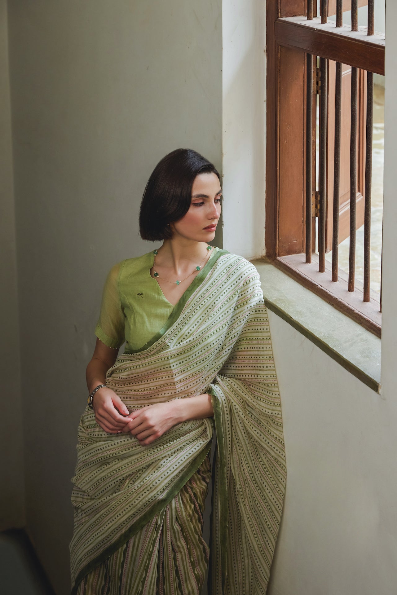MOSS GARDEN SAREE WITH UNSTITCHED BLOUSE