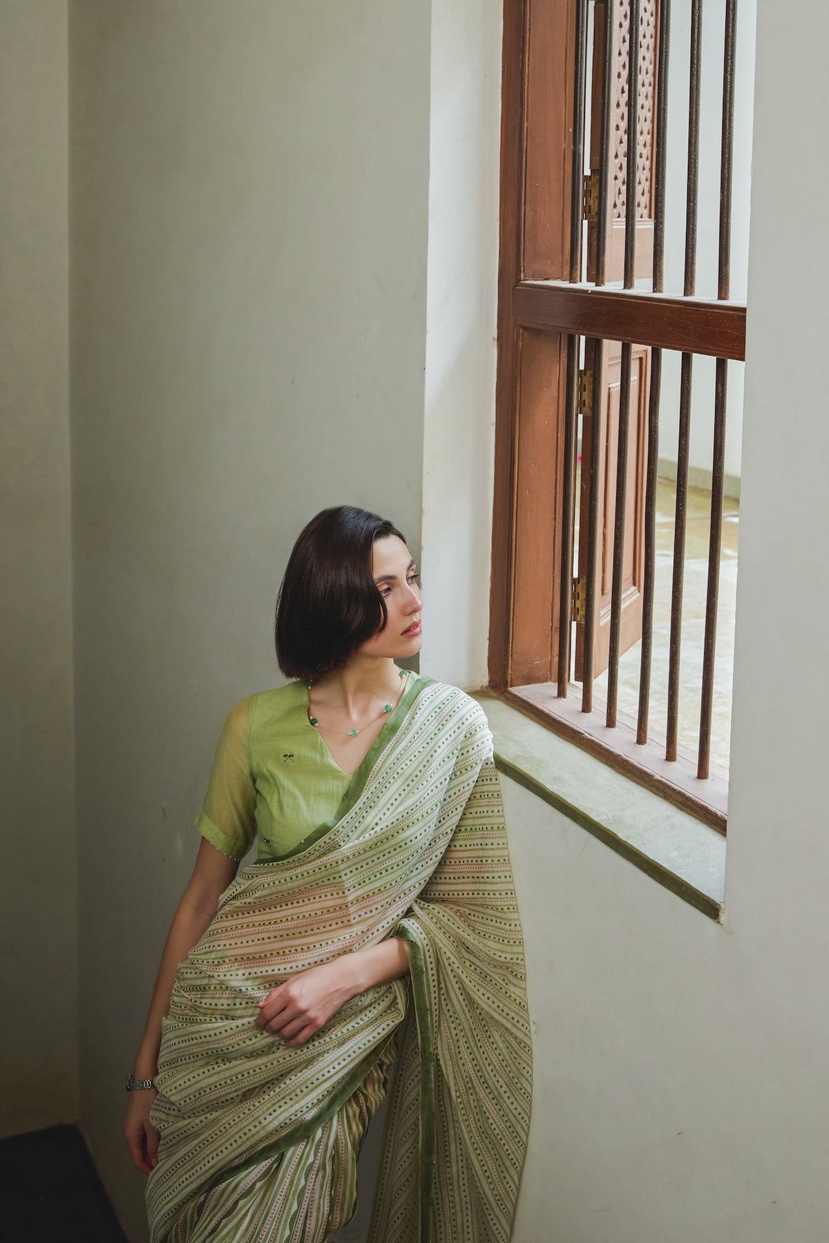 MOSS GARDEN SAREE WITH UNSTITCHED BLOUSE
