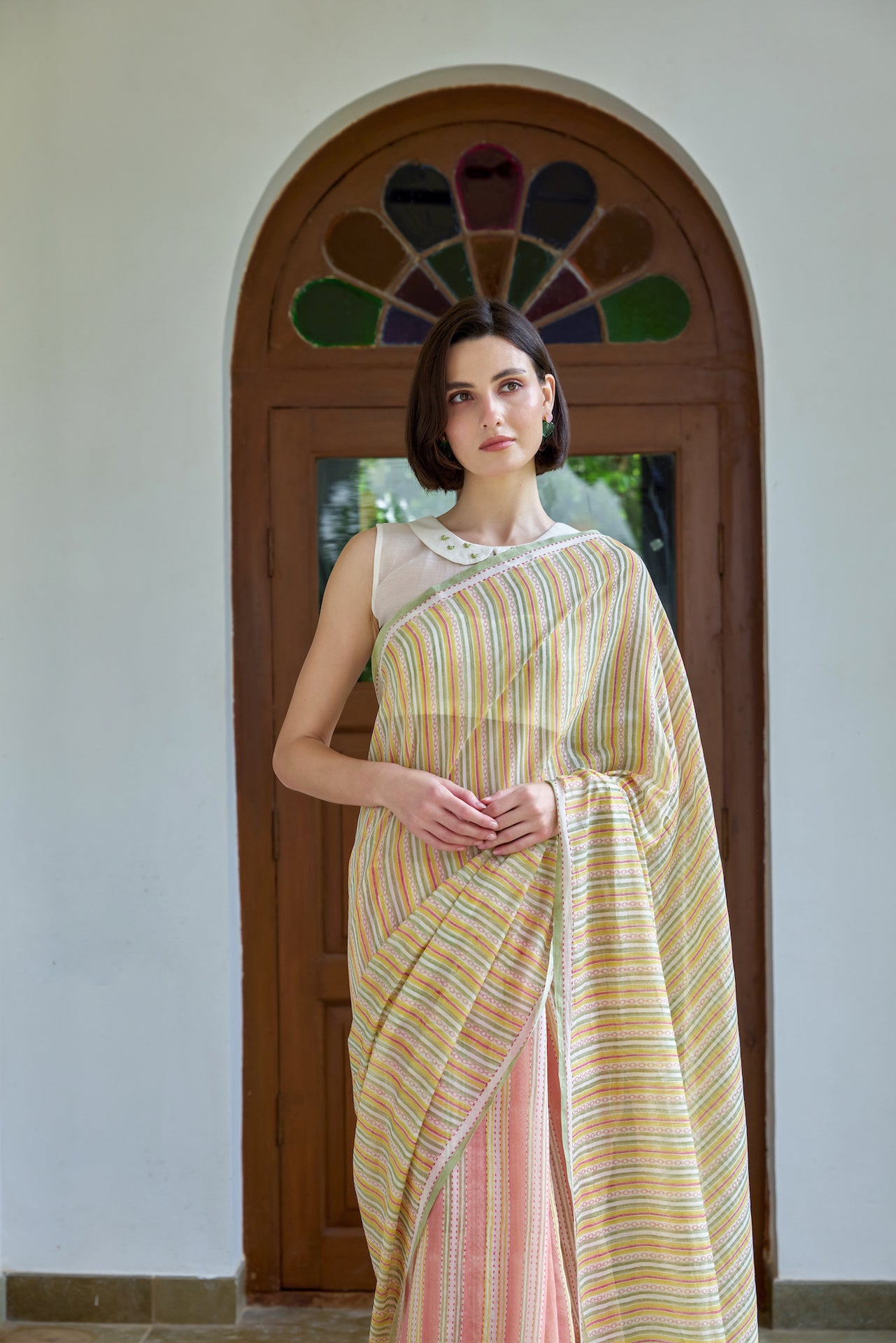 SUNSET LINES SAREE WITH UNSTITCHED BLOUSE