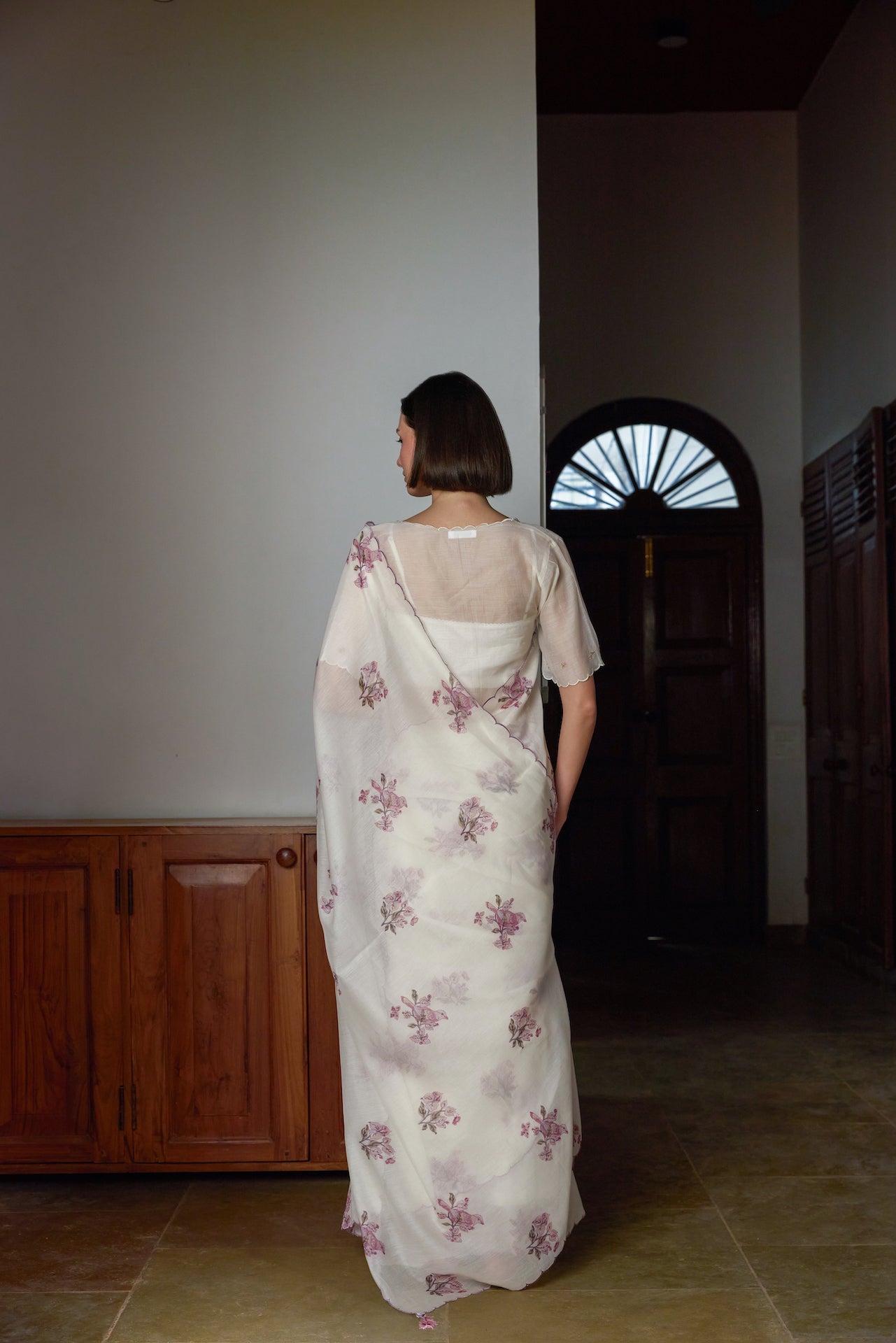 THE WINTER DOVE SAREE WITH UNSTITCHED BLOUSE