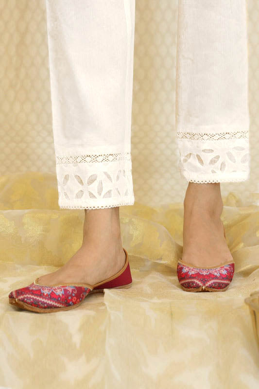 OFF WHITE COTTON STRAIGHT PANTS