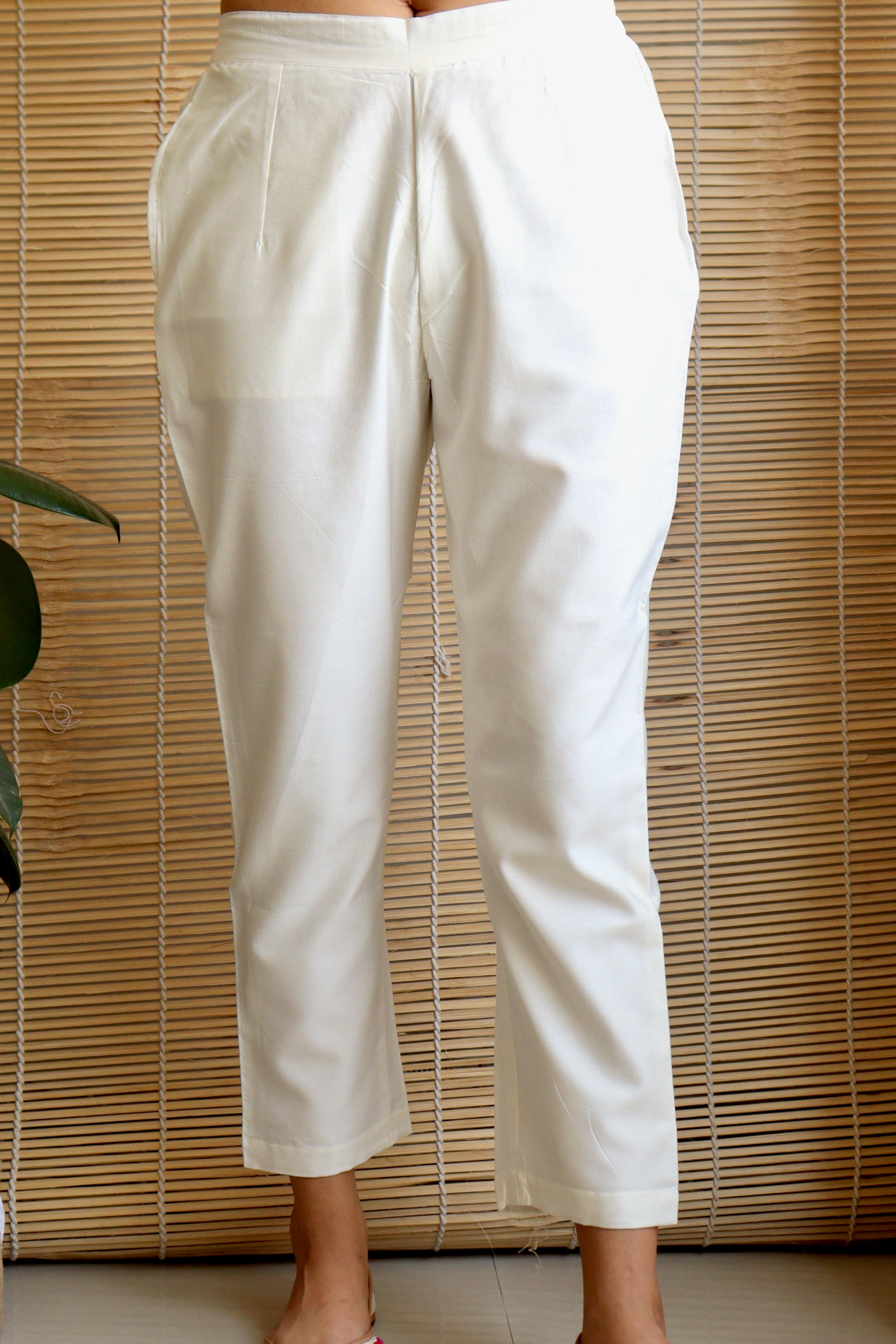 WHITE MODAL STRAIGHT FIT PANTS