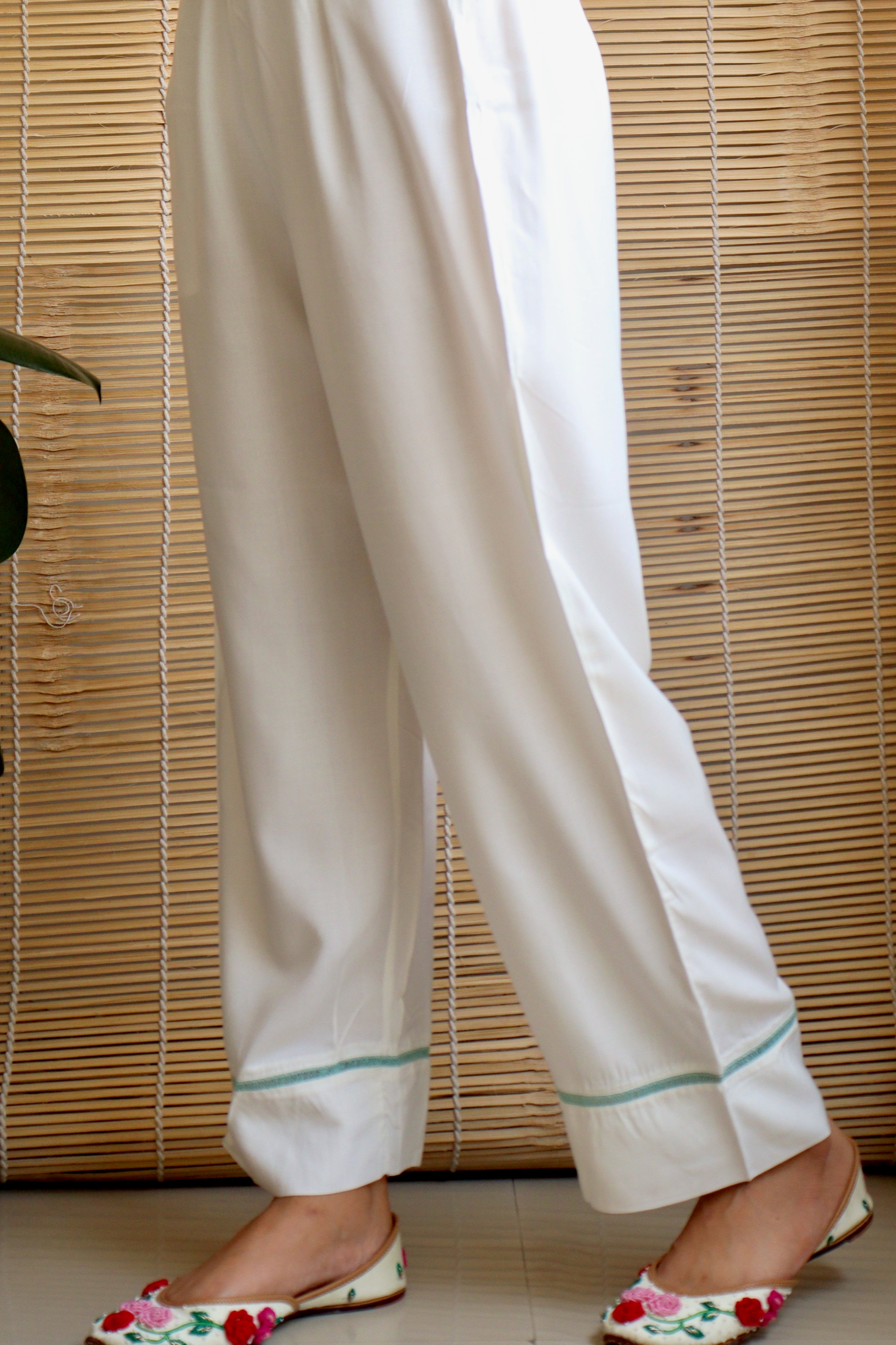 PEARL WHITE MINT LACE MODAL WIDE LEG PANTS