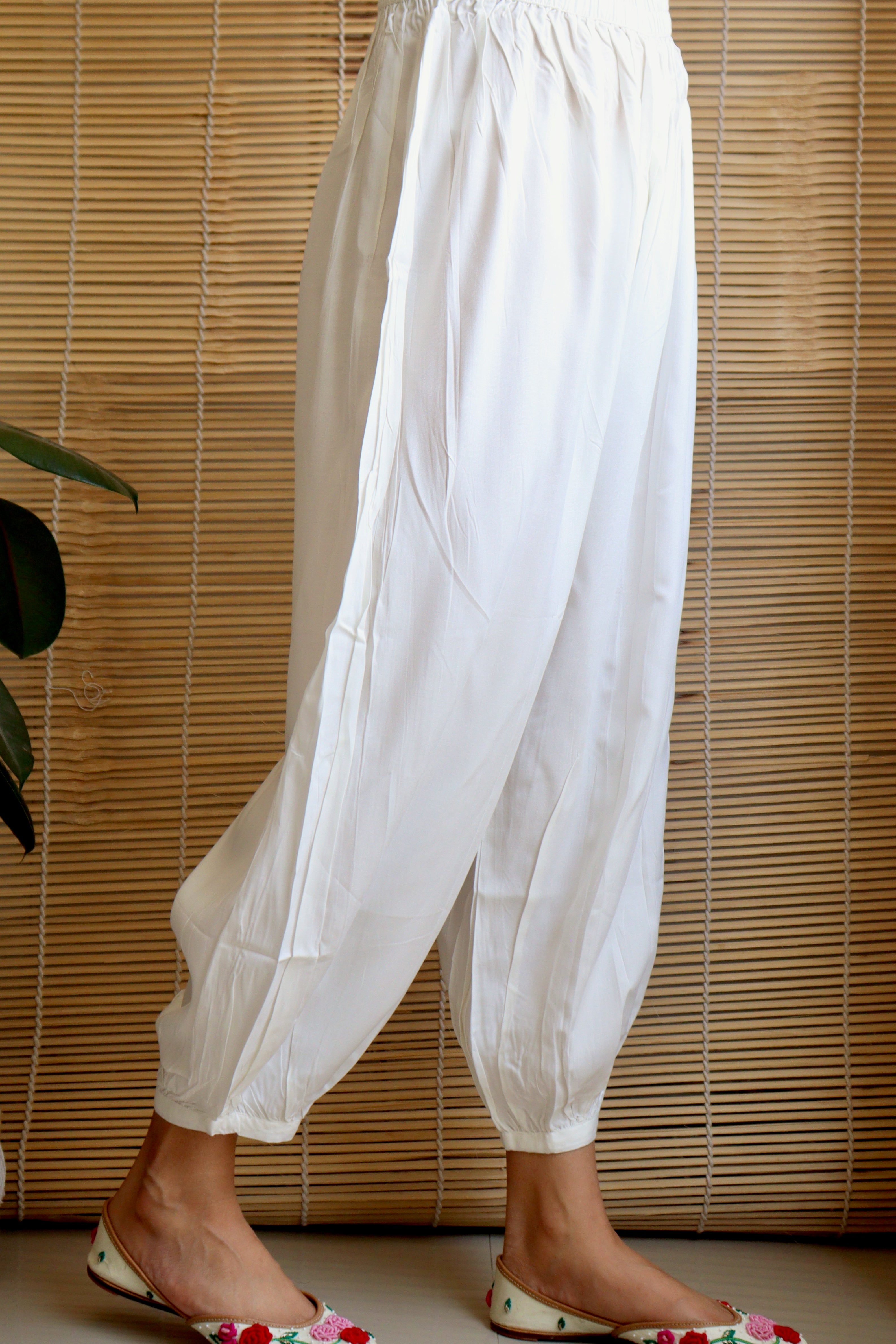 WHITE MODAL AFGHANI PANTS