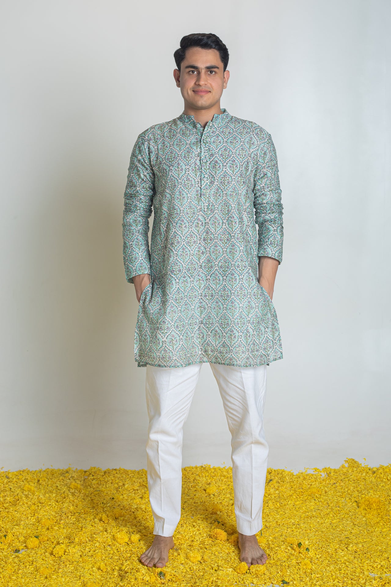 POWER CHANDHERI KURTA SET