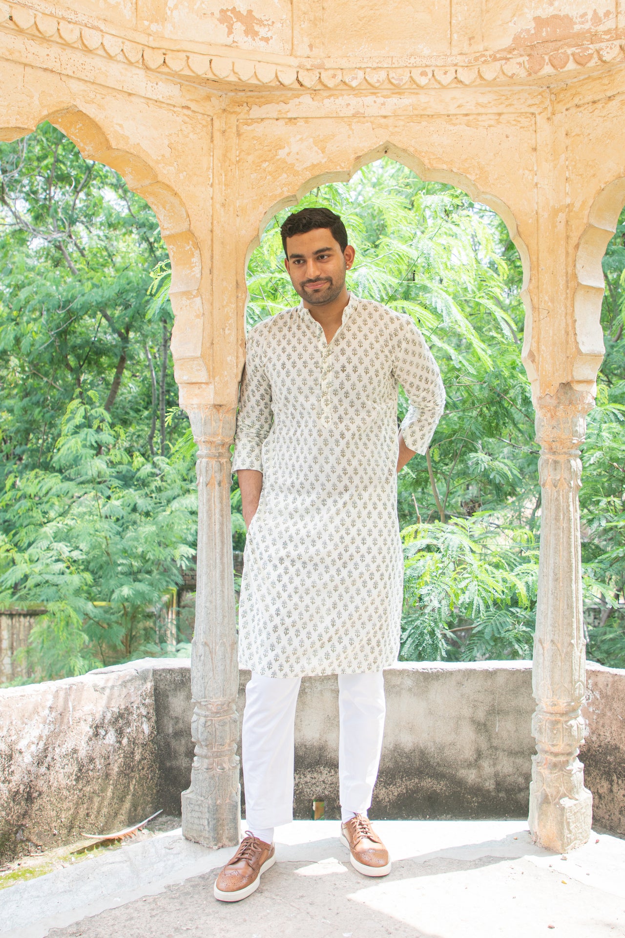 IVORY PRINT KURTA SET