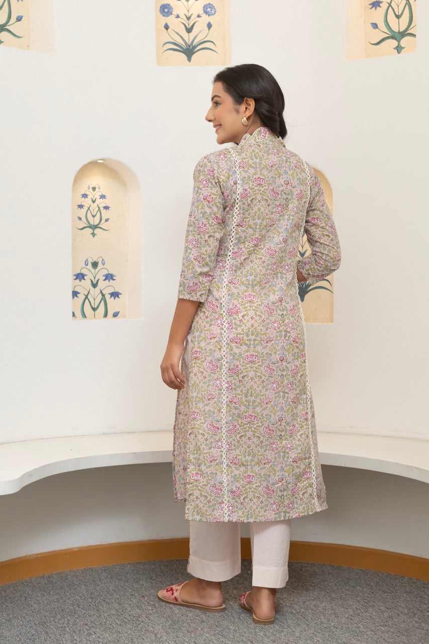 CRENEL ROSE PRINTED COTTON KURTA