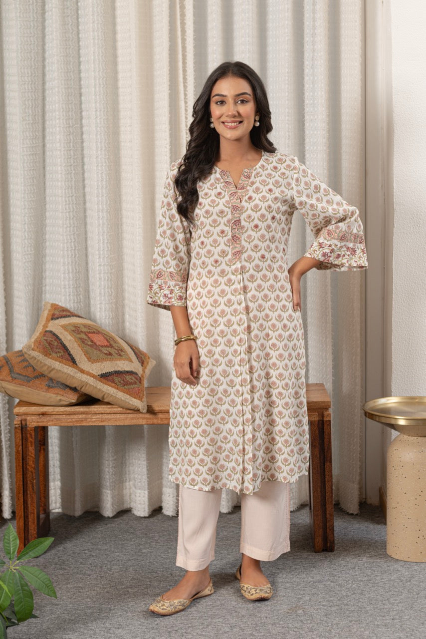 ROSE FLORET PRINTED COTTON KURTA