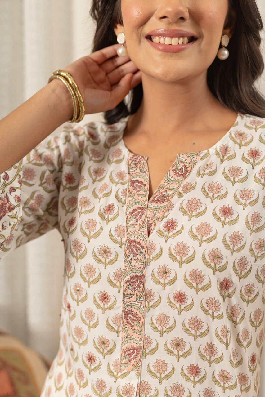 ROSE FLORET COTTON KURTA SET