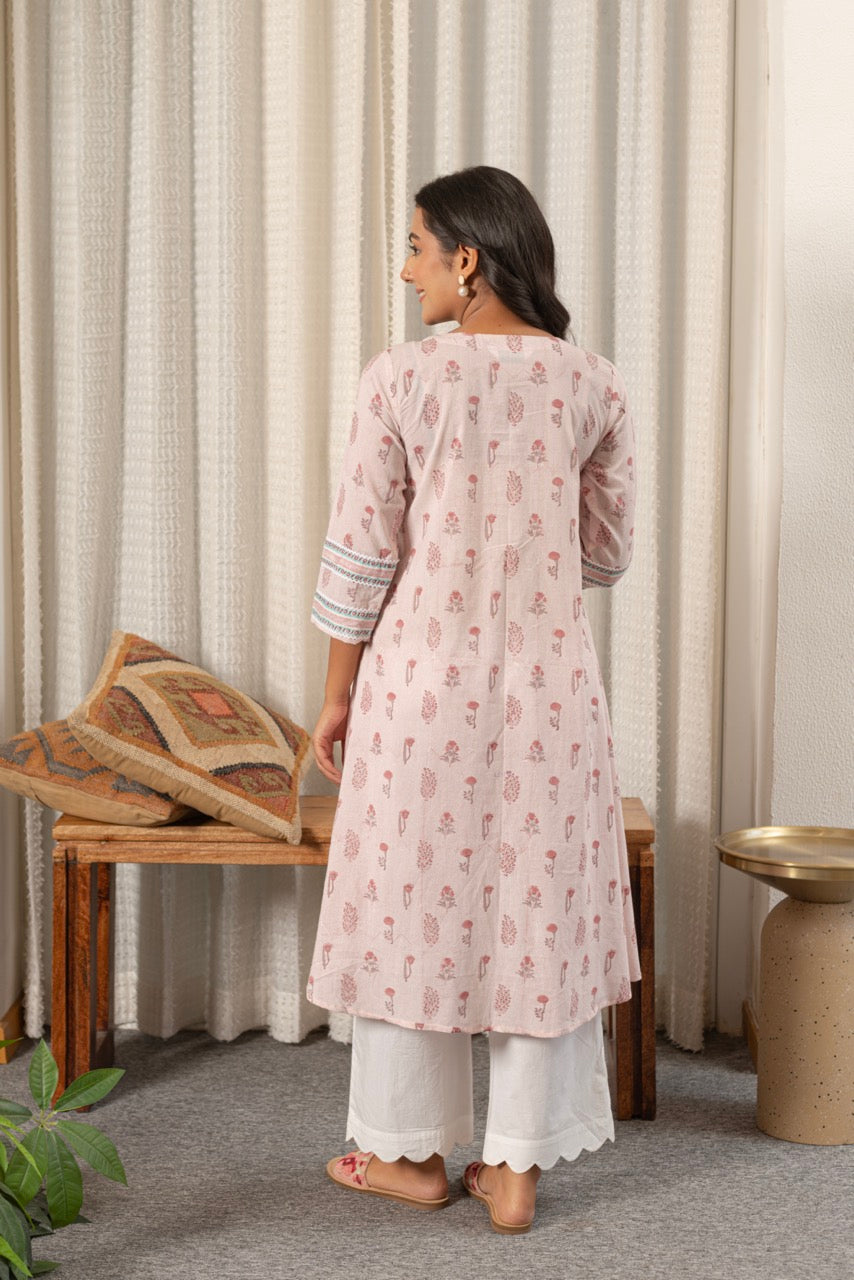 FLAMINGO PINK COTTON KURTA SET