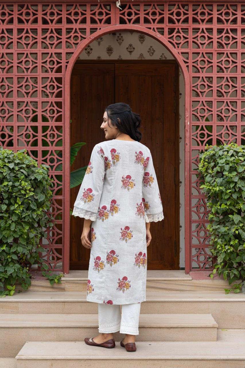 POET FLORAL COTTON KURTA