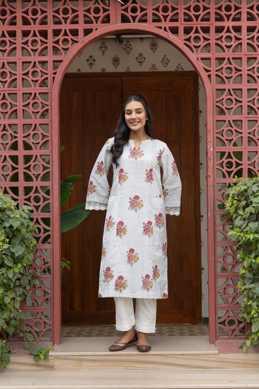 POET FLORAL COTTON KURTA