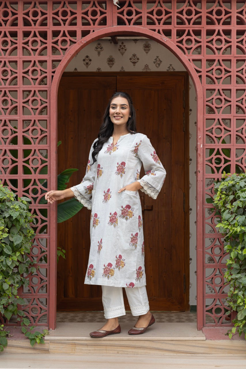 POET FLORAL COTTON KURTA