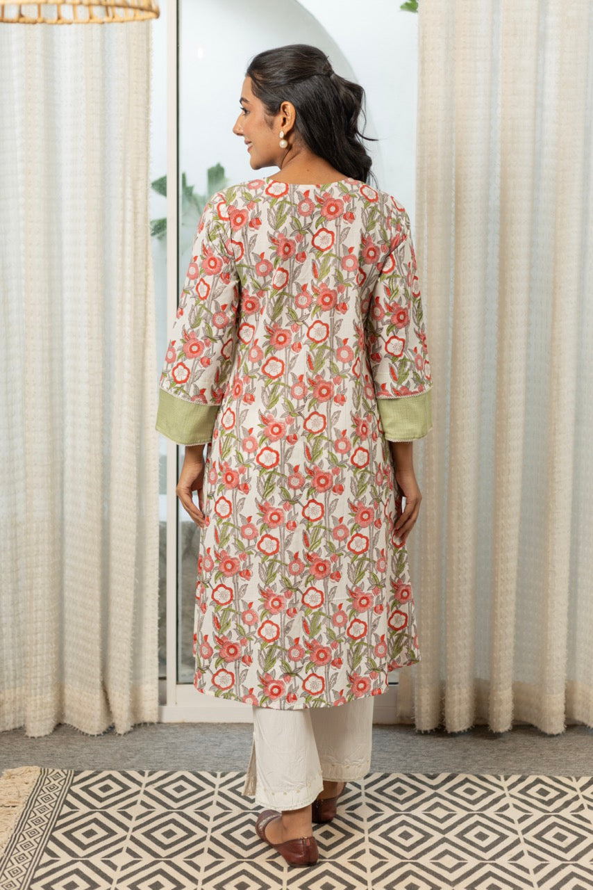 WISTERIA FLORAL COTTON KURTA SET