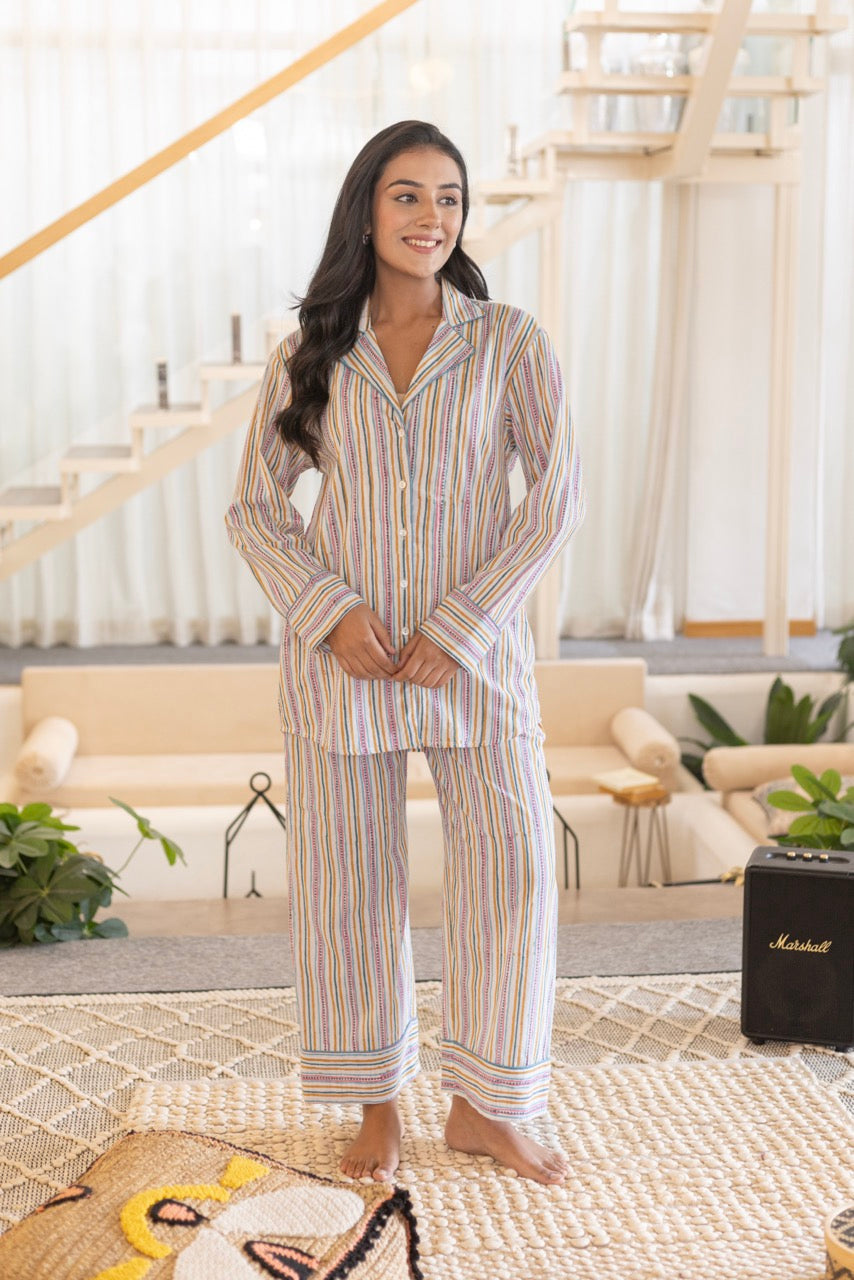 STRIPY SNUGGLE COTTON LOUNGE SET