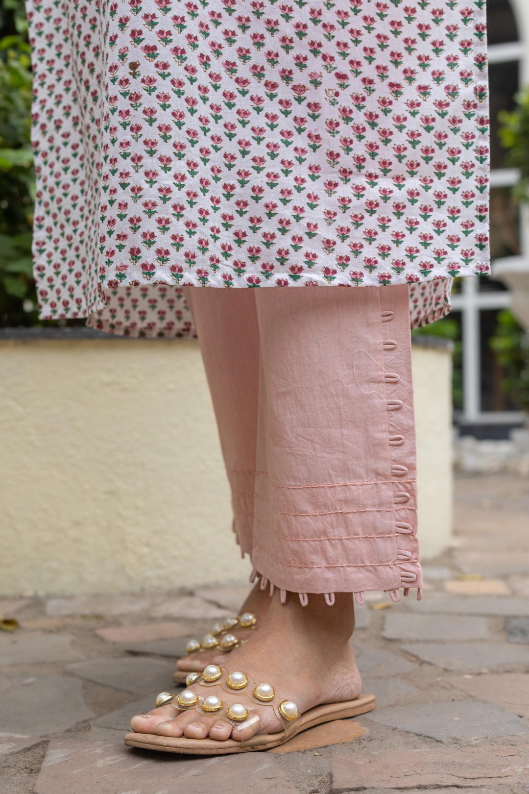 PINK IRYA COTTON WIDE LEG PANTS