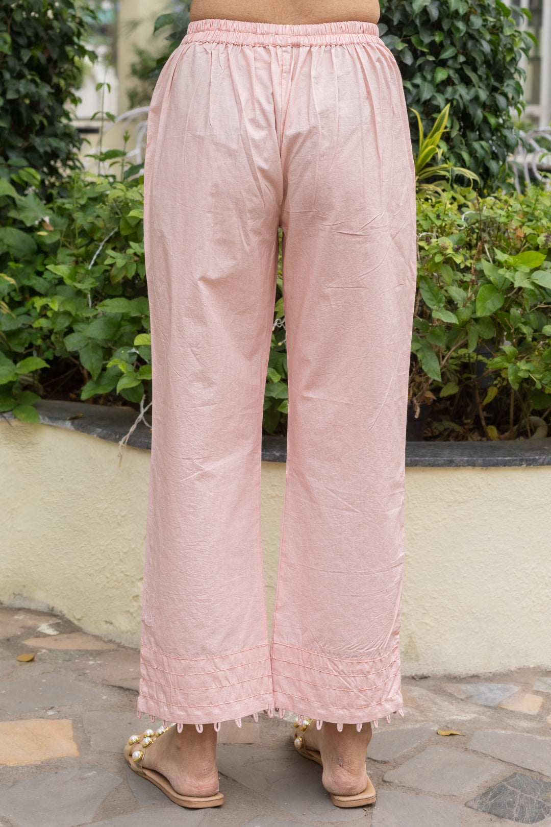 PINK IRYA COTTON WIDE LEG PANTS