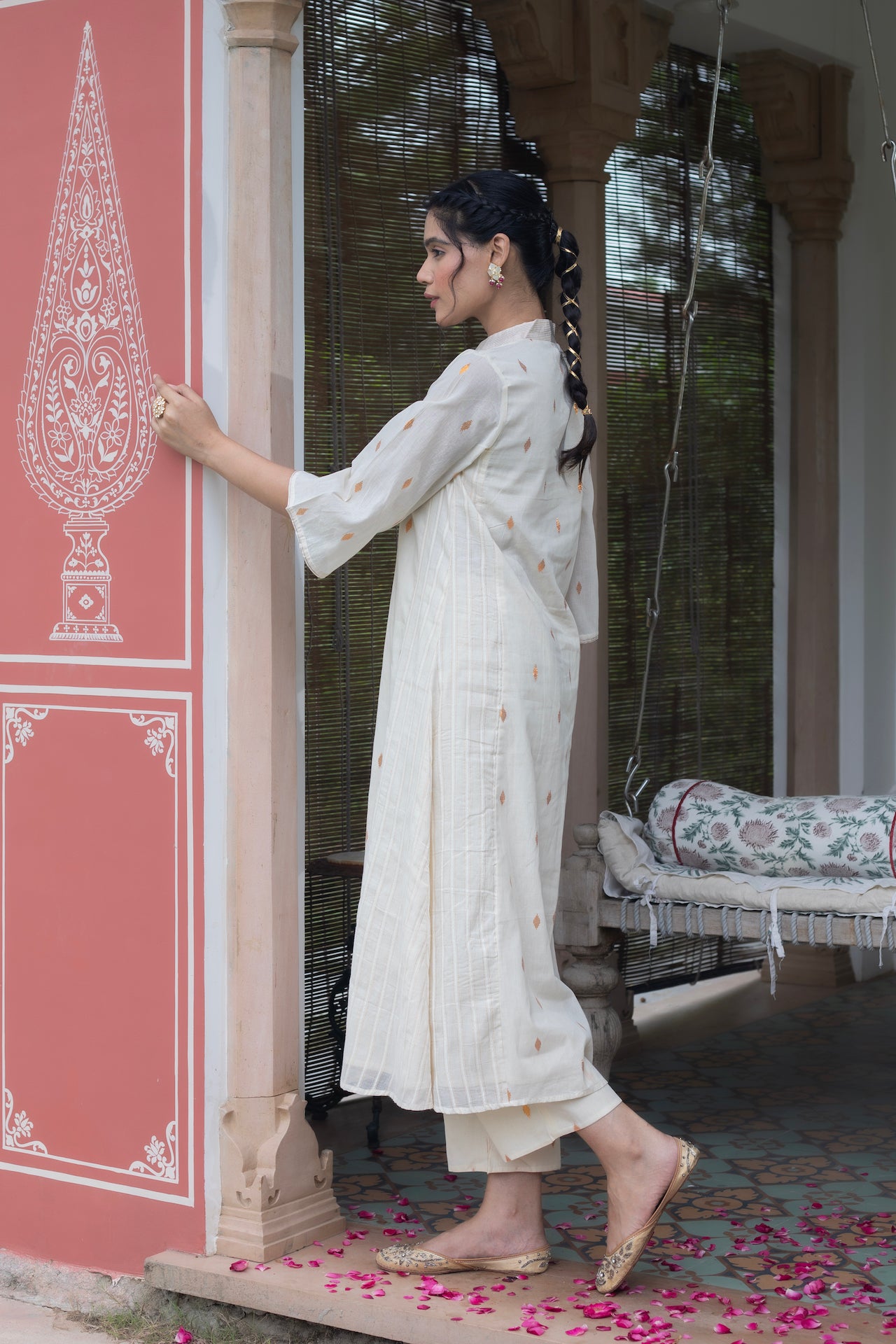 AFREEN COTTON WHITE KURTA SET