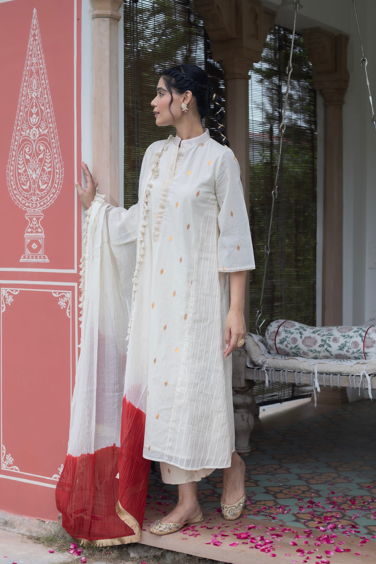 AFREEN COTTON WHITE KURTA SET