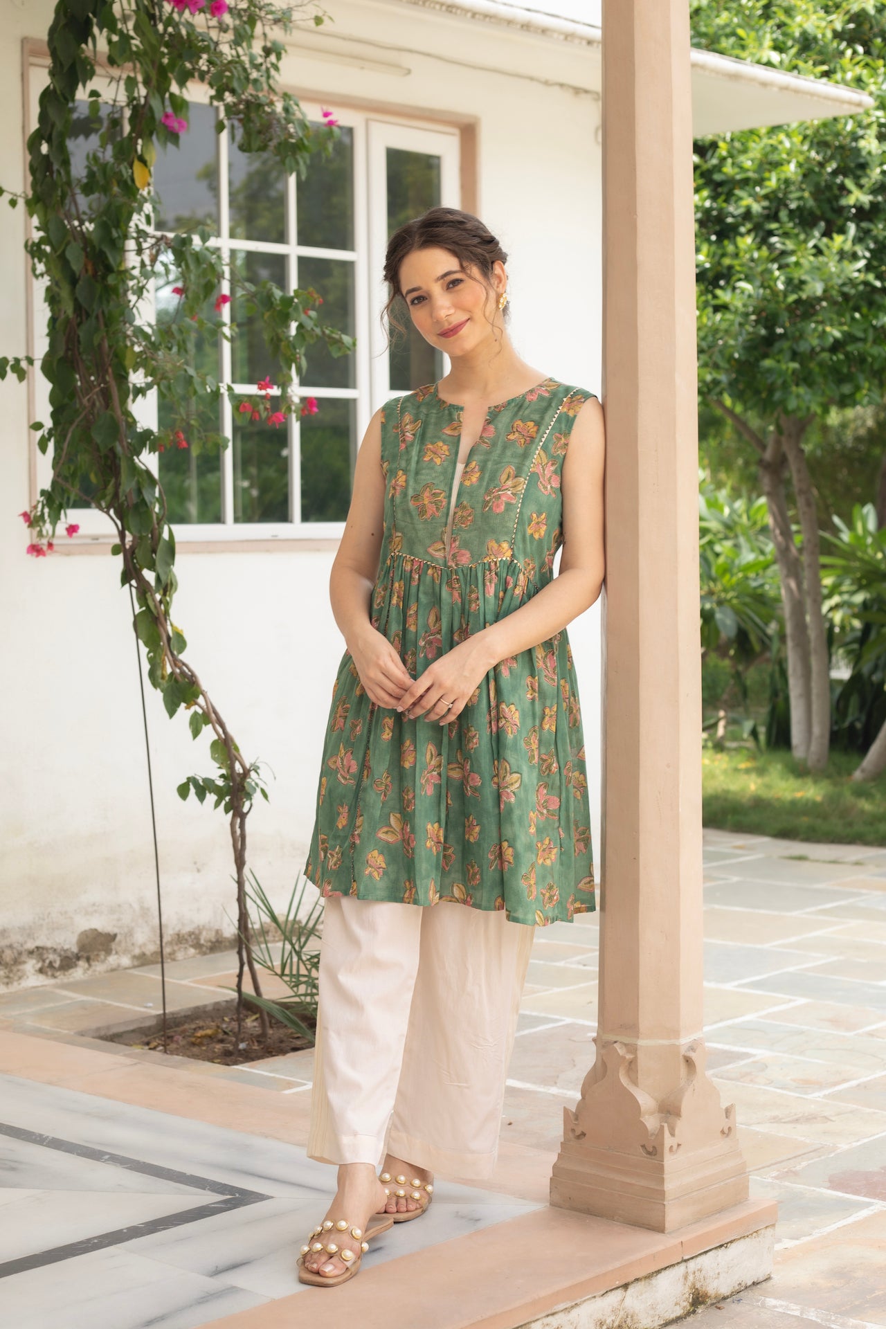 FARAH GREEN COTTON KURTA SET