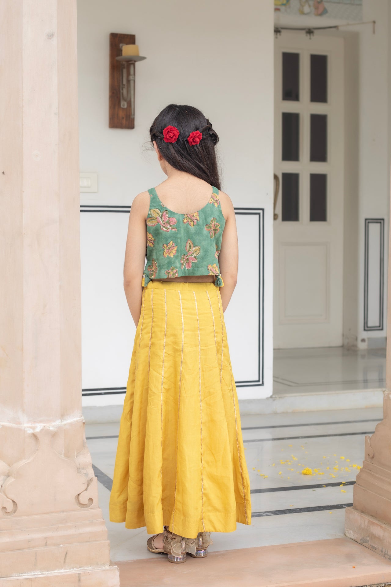 BUTTERCUP FLORAL CHANDHERI SKIRT SET