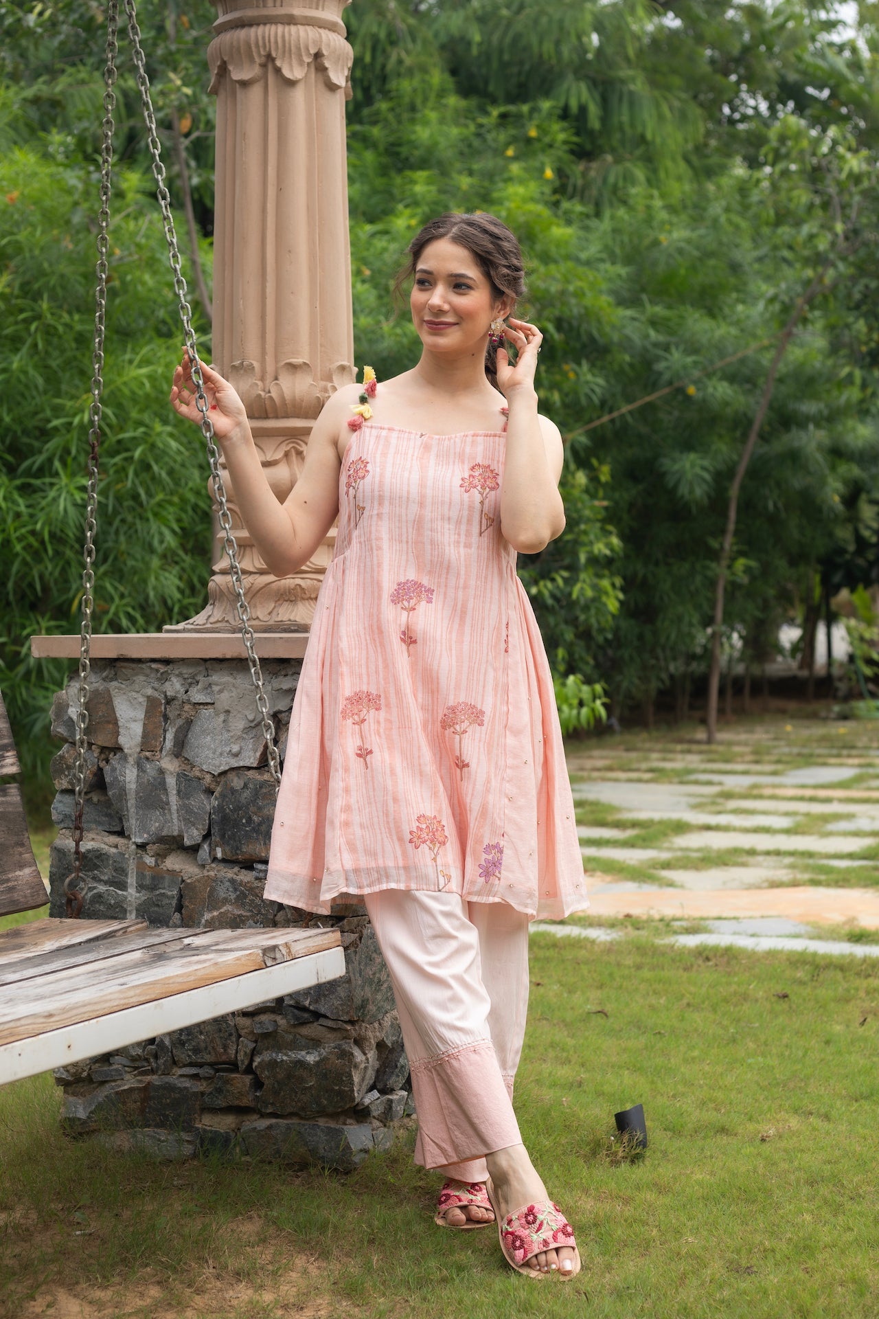 HAZEL CHANDHERI KURTA SET