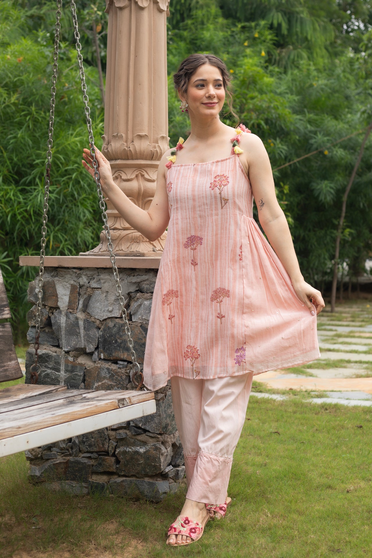 HAZEL CHANDHERI KURTA SET