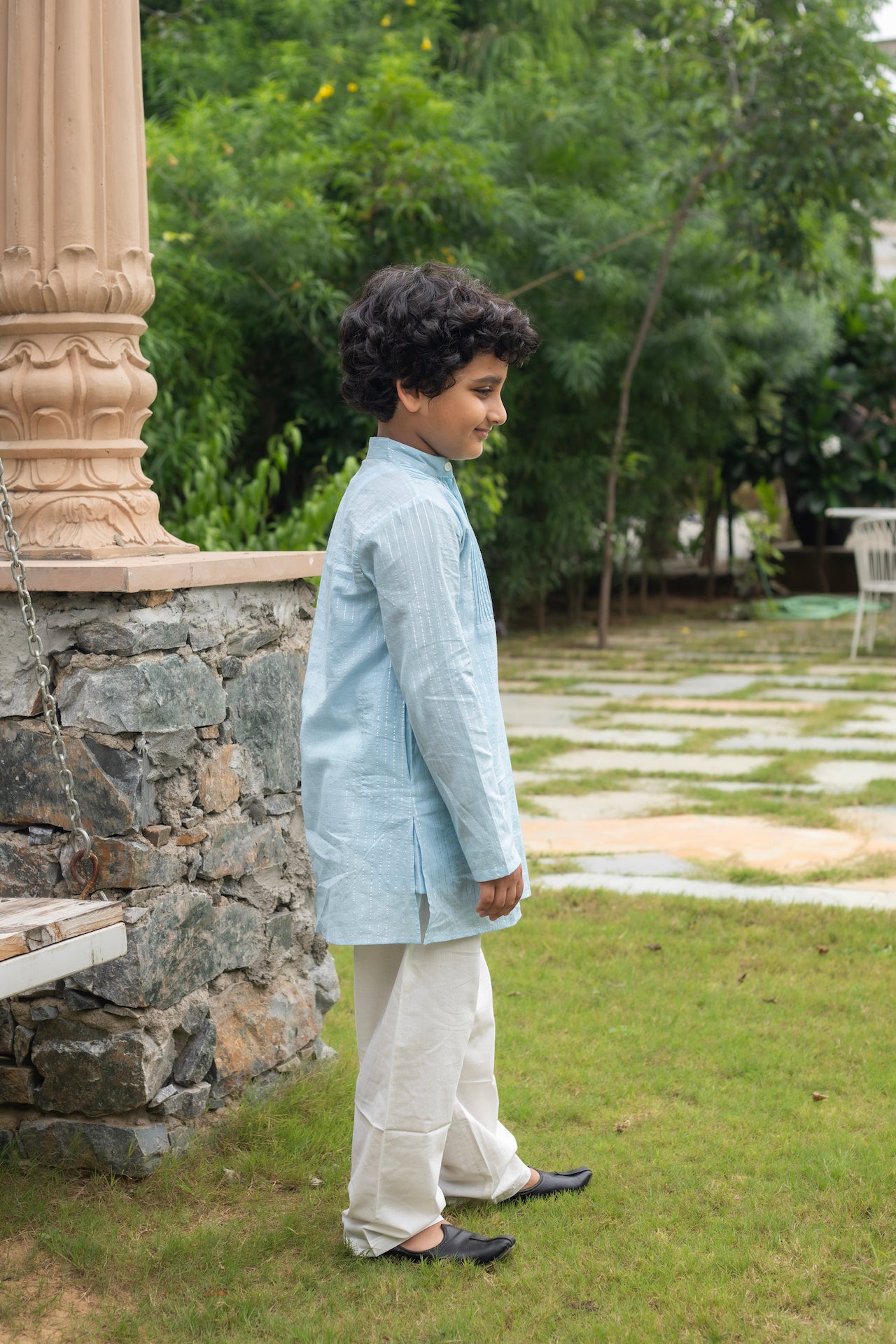 OINK BABY BLUE LUREX KURTA SET