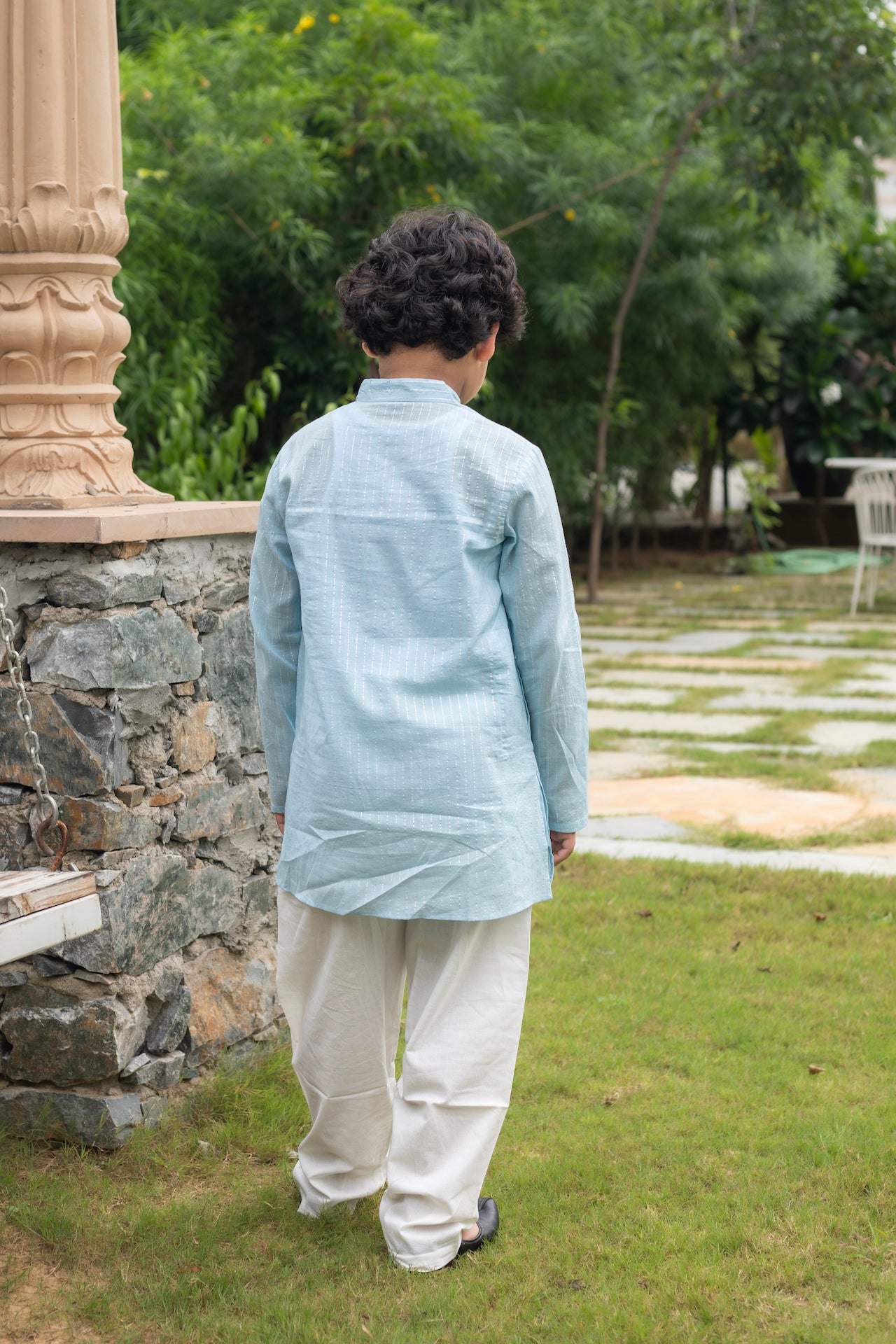 OINK BABY BLUE LUREX KURTA SET