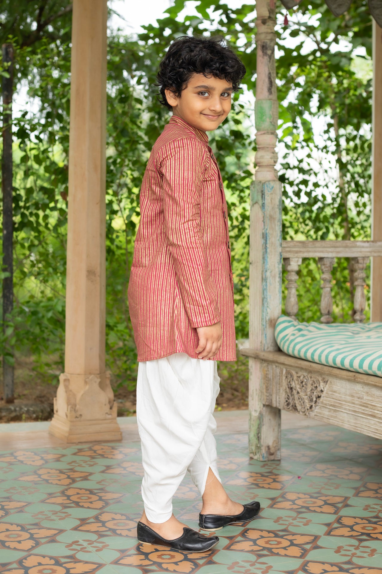 FIRECRACKER COTTON RED ASYMETRICAL COTTON KURTA SET