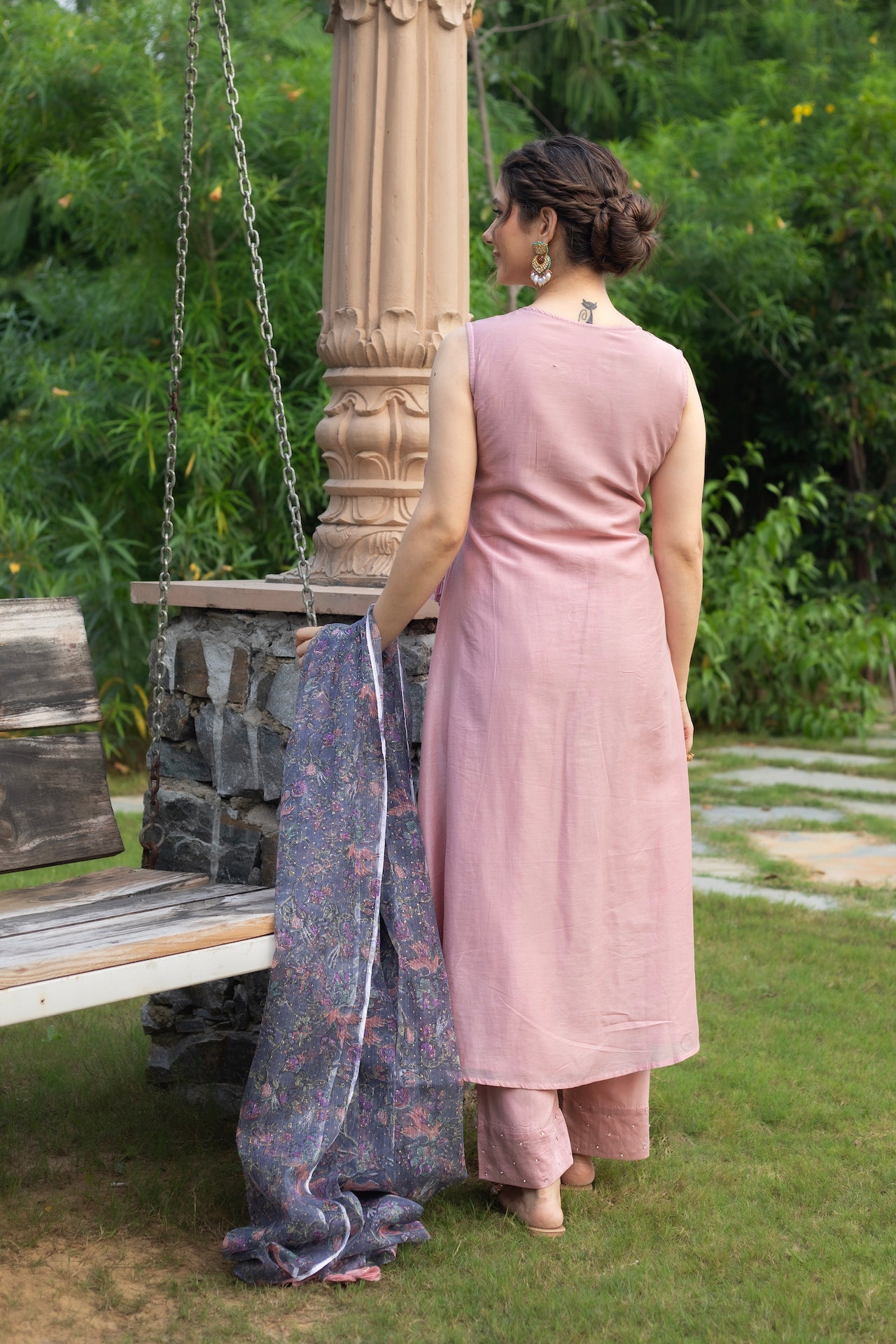 MEHER PINK CHANDHERI ANGRAKHA KURTA