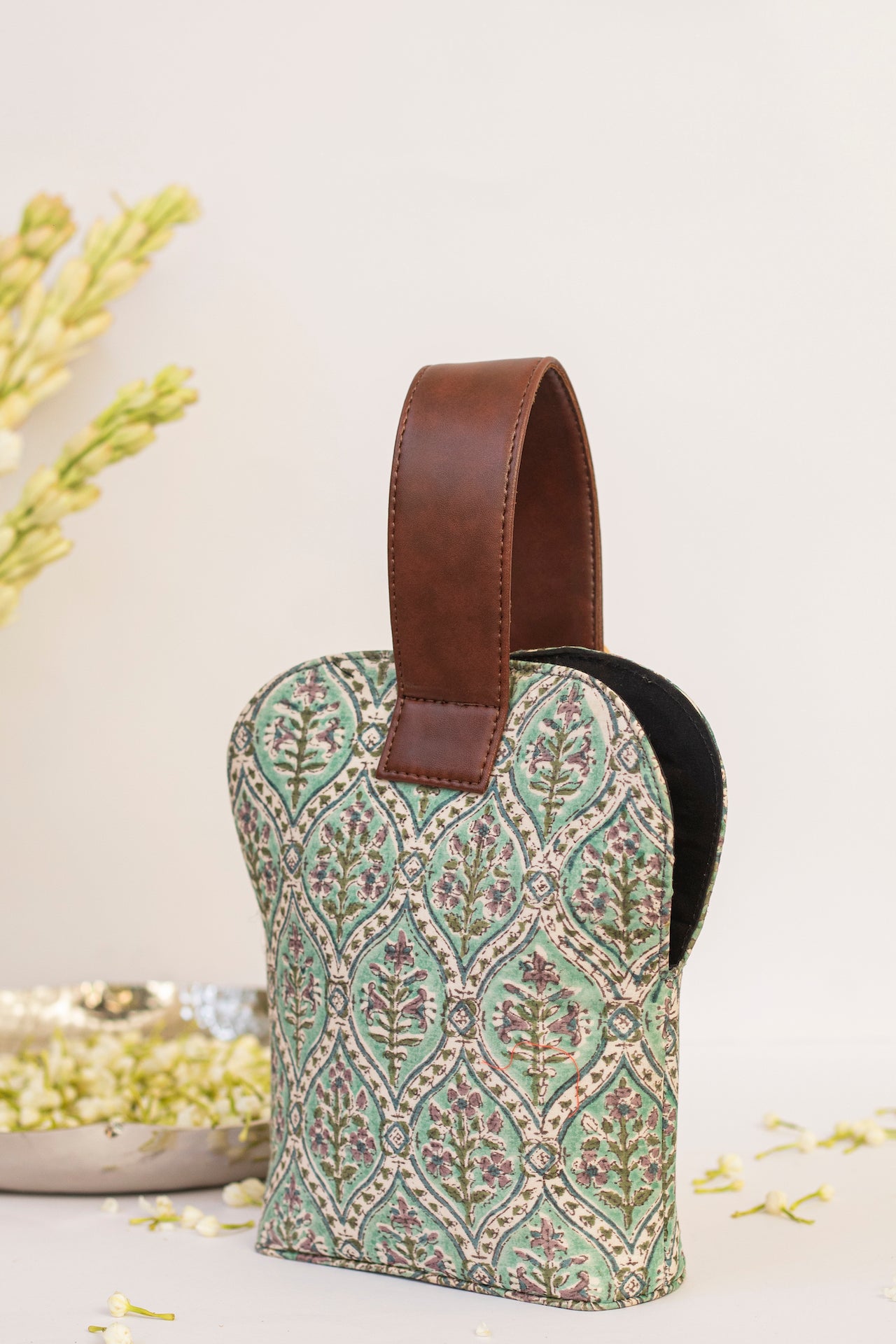 TEAL PRINTED WRIST BAG