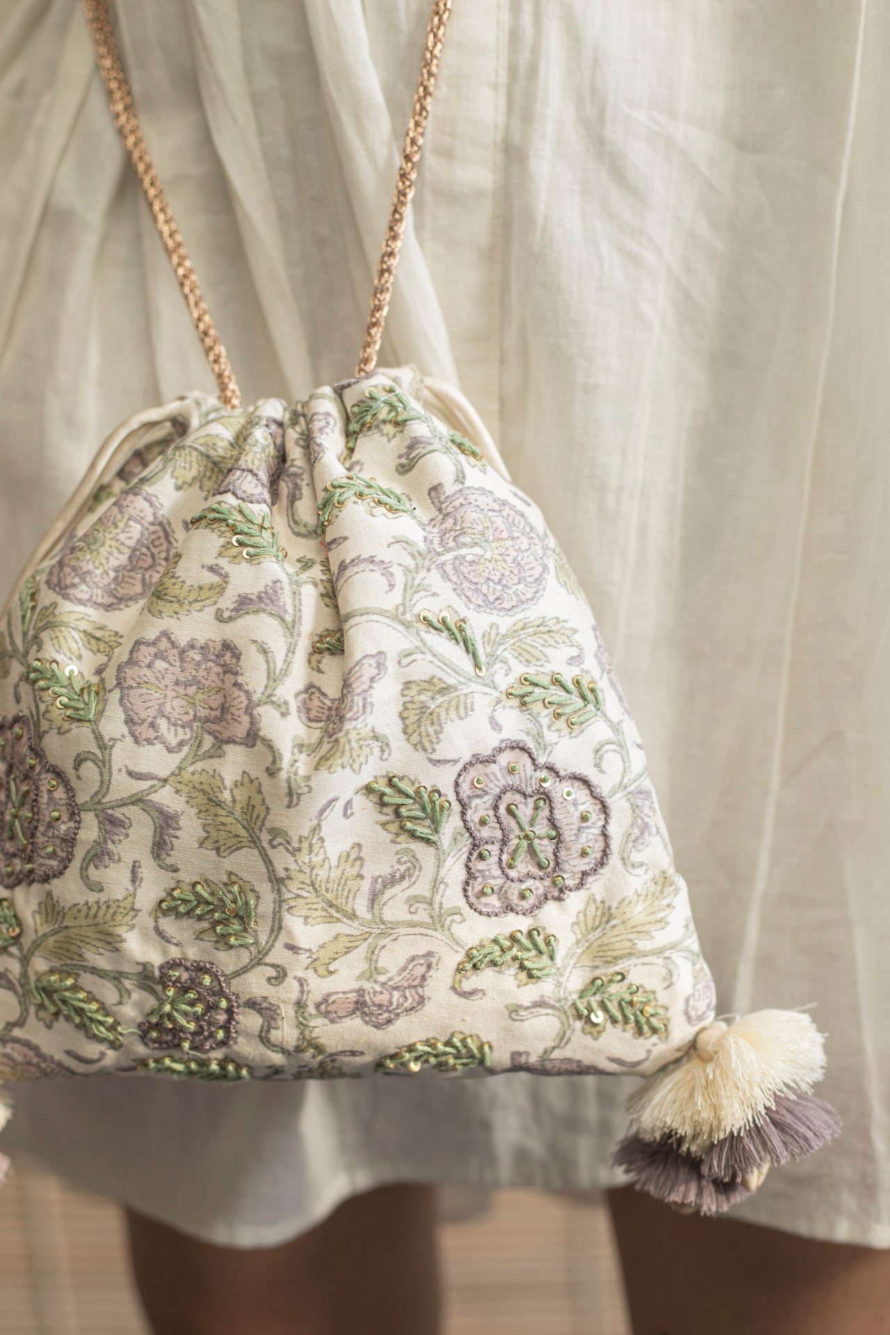 IVORY HANDCRAFTED POTLI BAG