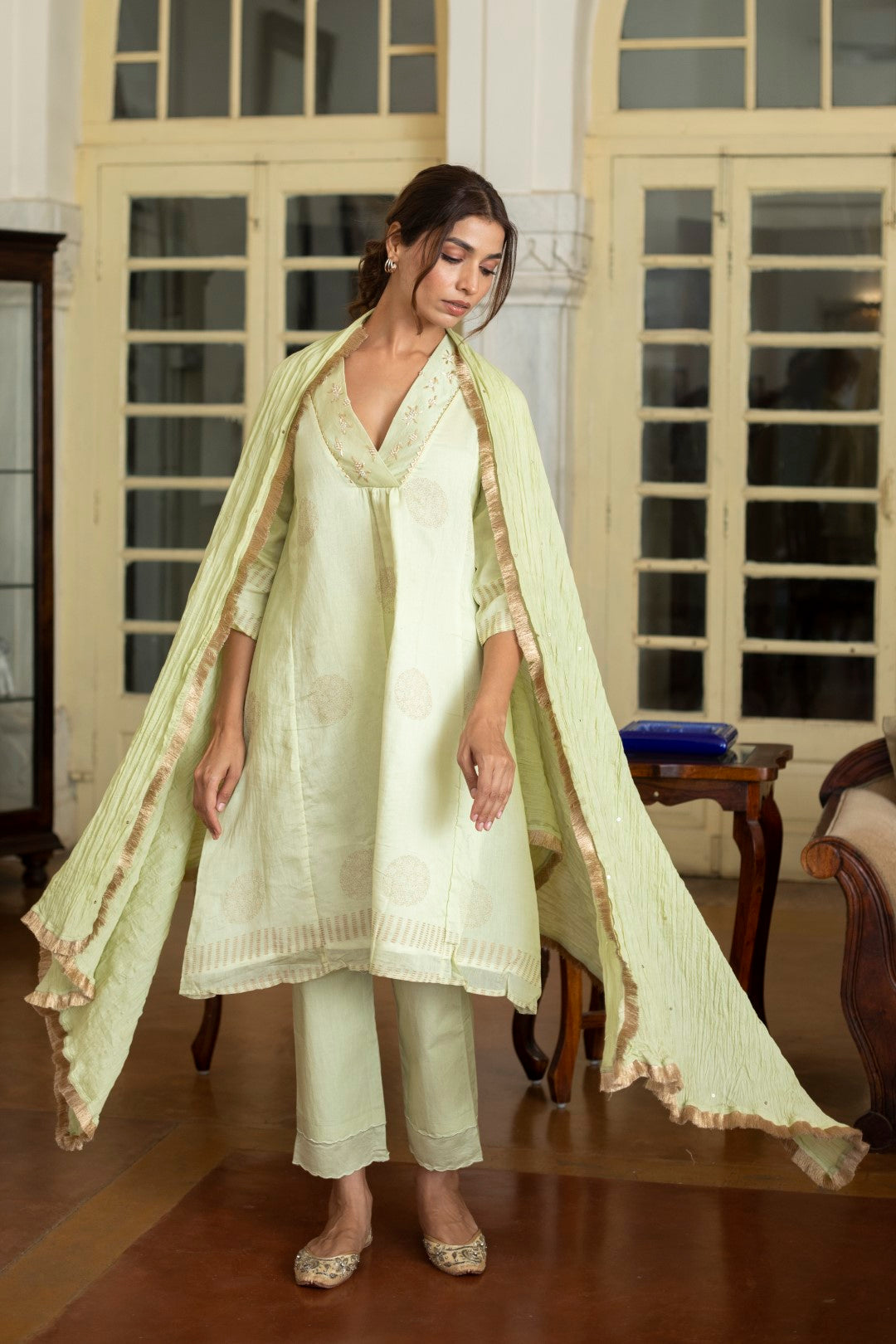 TROPICAL CHANDHERI KURTA SET