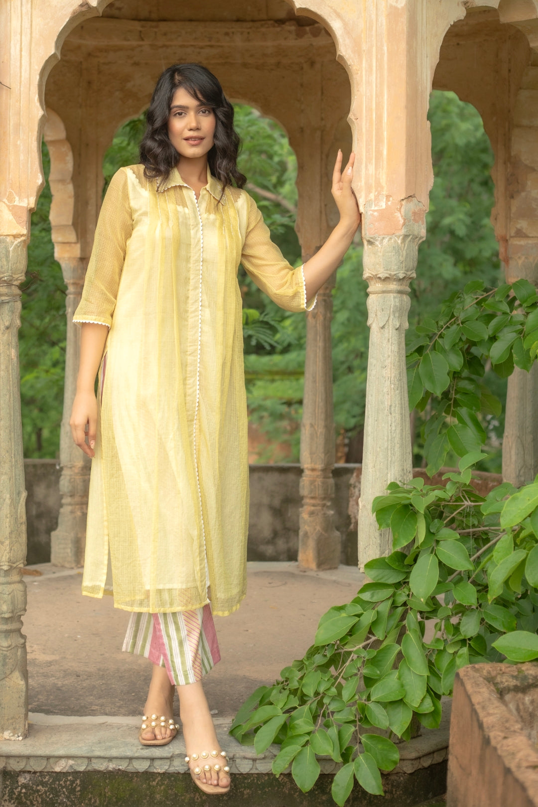 YELLOW MELLOW DORIYA KURTA