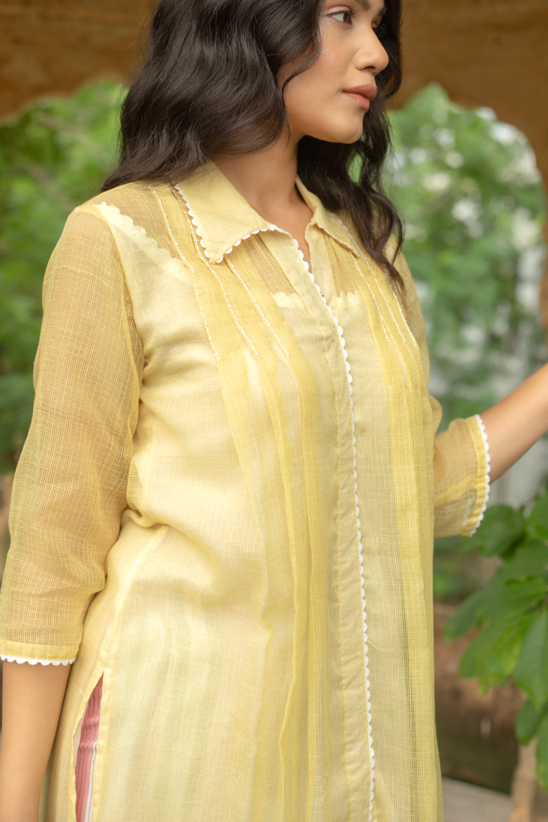 YELLOW MELLOW DORIYA KURTA SET