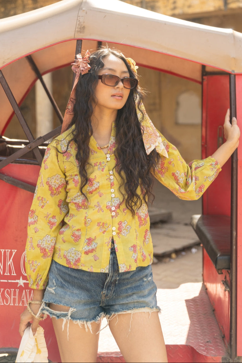 CRISP LIME FLORAL SHIRT