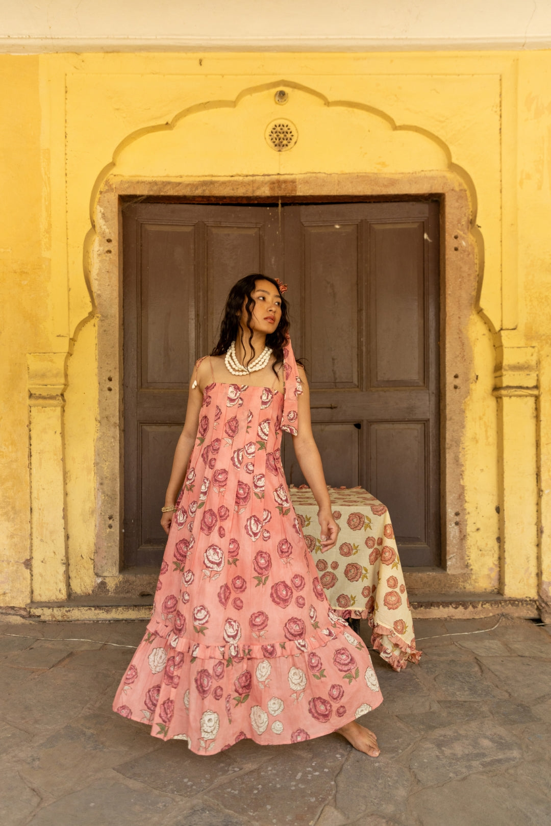 PETAL PINK TIE UP DRESS