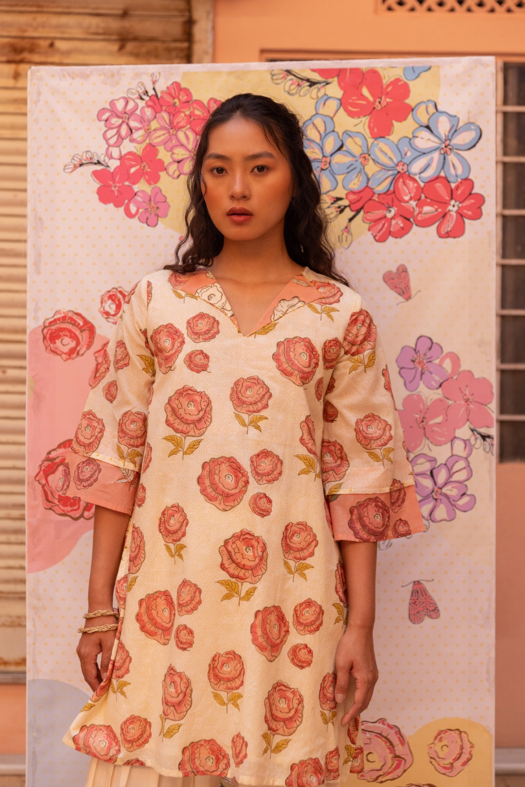 ROSY BLUSH FLORAL KURTA