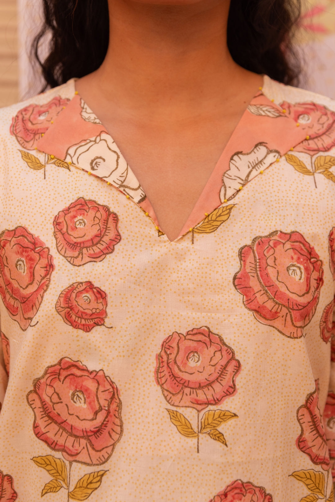 ROSY BLUSH FLORAL KURTA